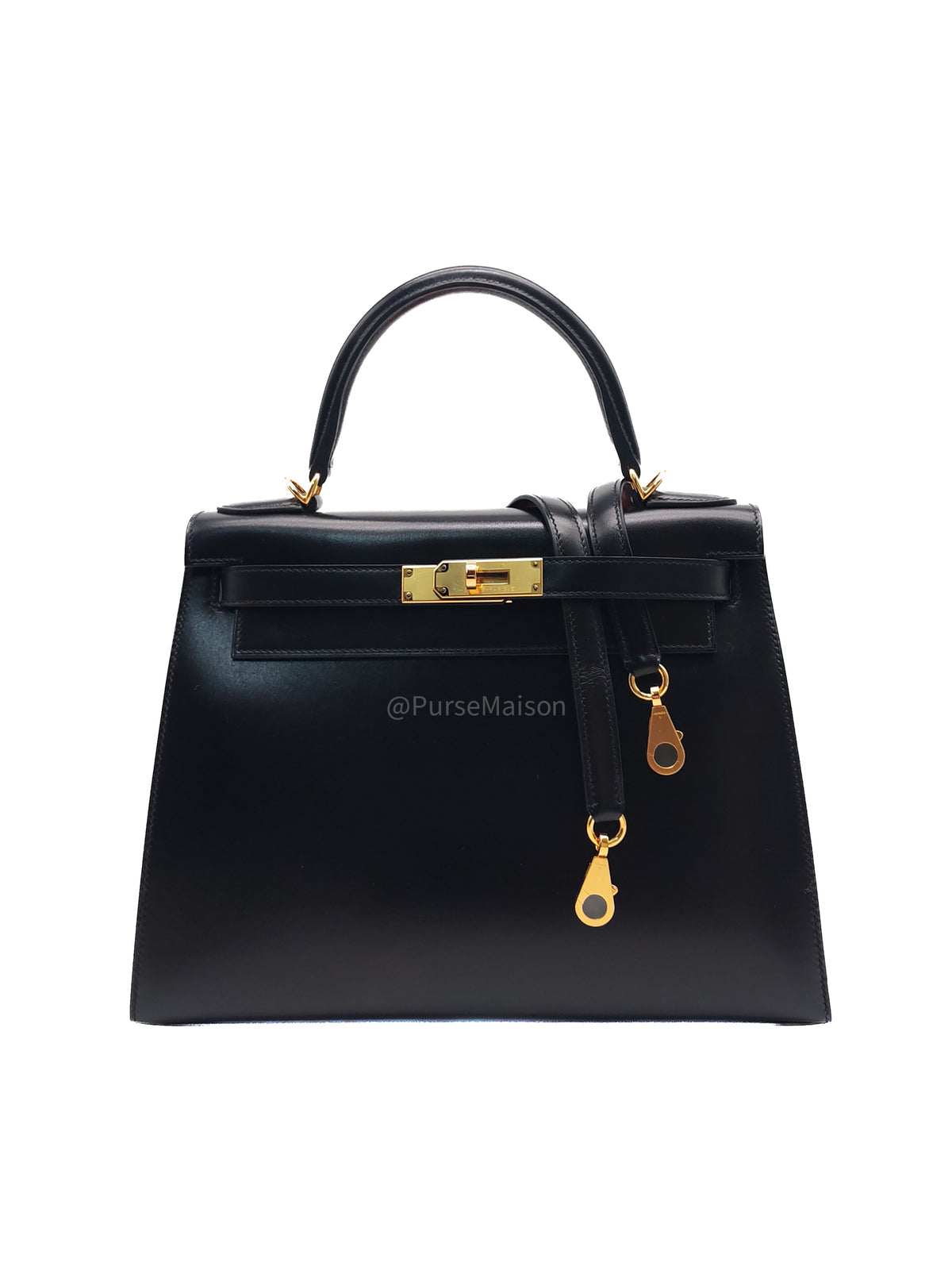 Hermes Kelly II 28 Sellier in Black Box Calfskin Leather Gold Hardware Stamp U (2022) | Purse Maison Luxury Bags Shop