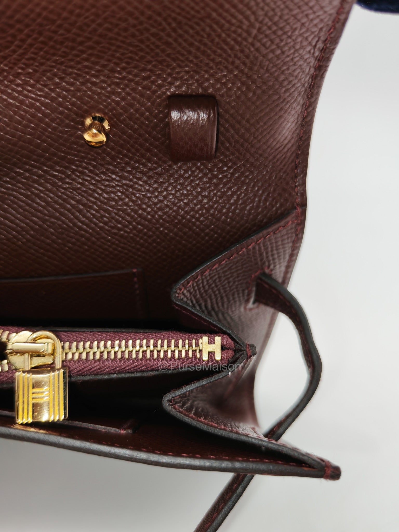 Hermes Kelly to go in Bordeaux Epsom Leather Gold Hardware Stamp U(2022) | Purse Maison Luxury Bags Shop