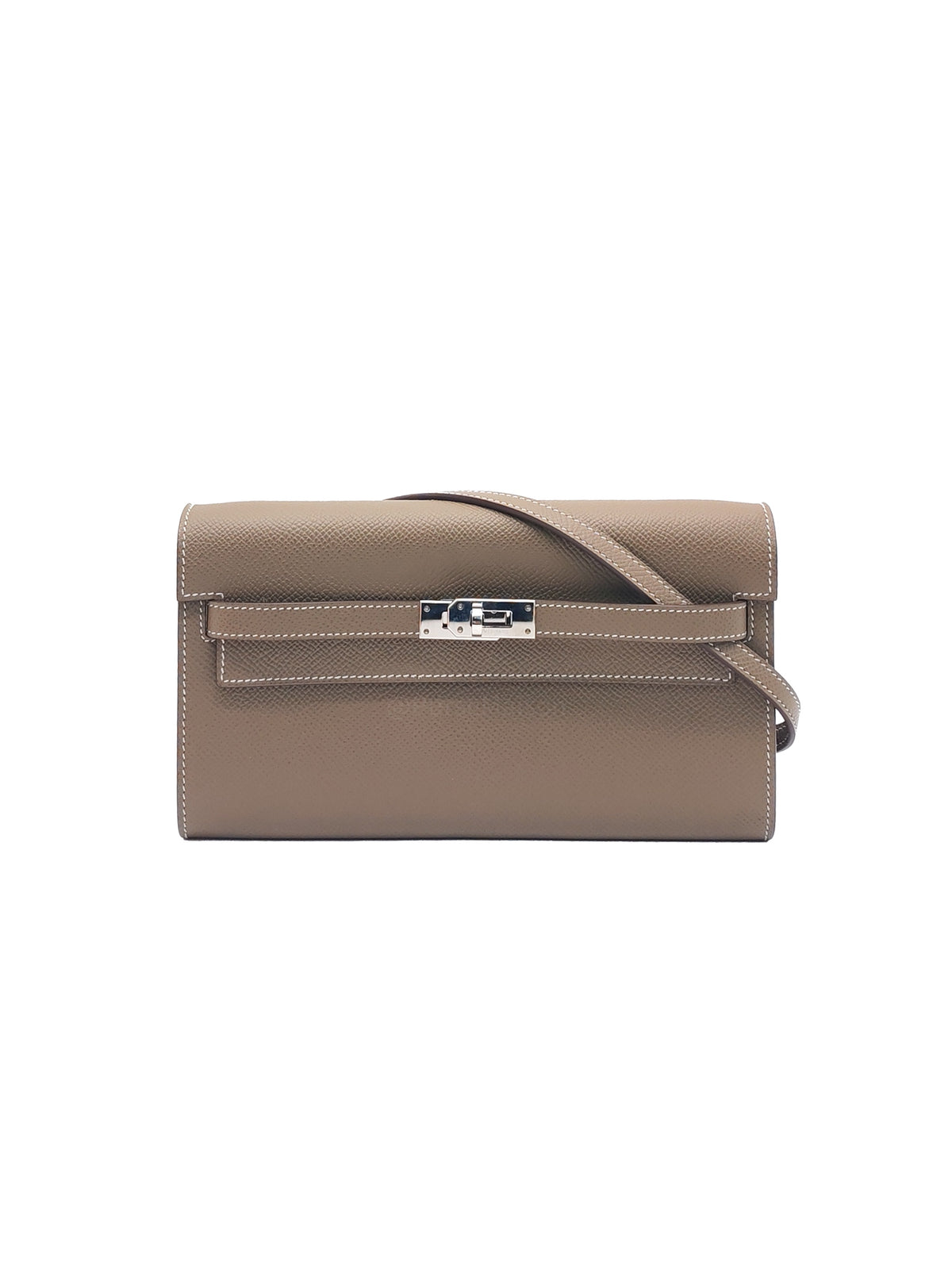 Hermes Kelly To Go in Taupe Epsom Leather and Palladium Hardware Stamp B (2023) | Purse Maison Luxury Bags Shop