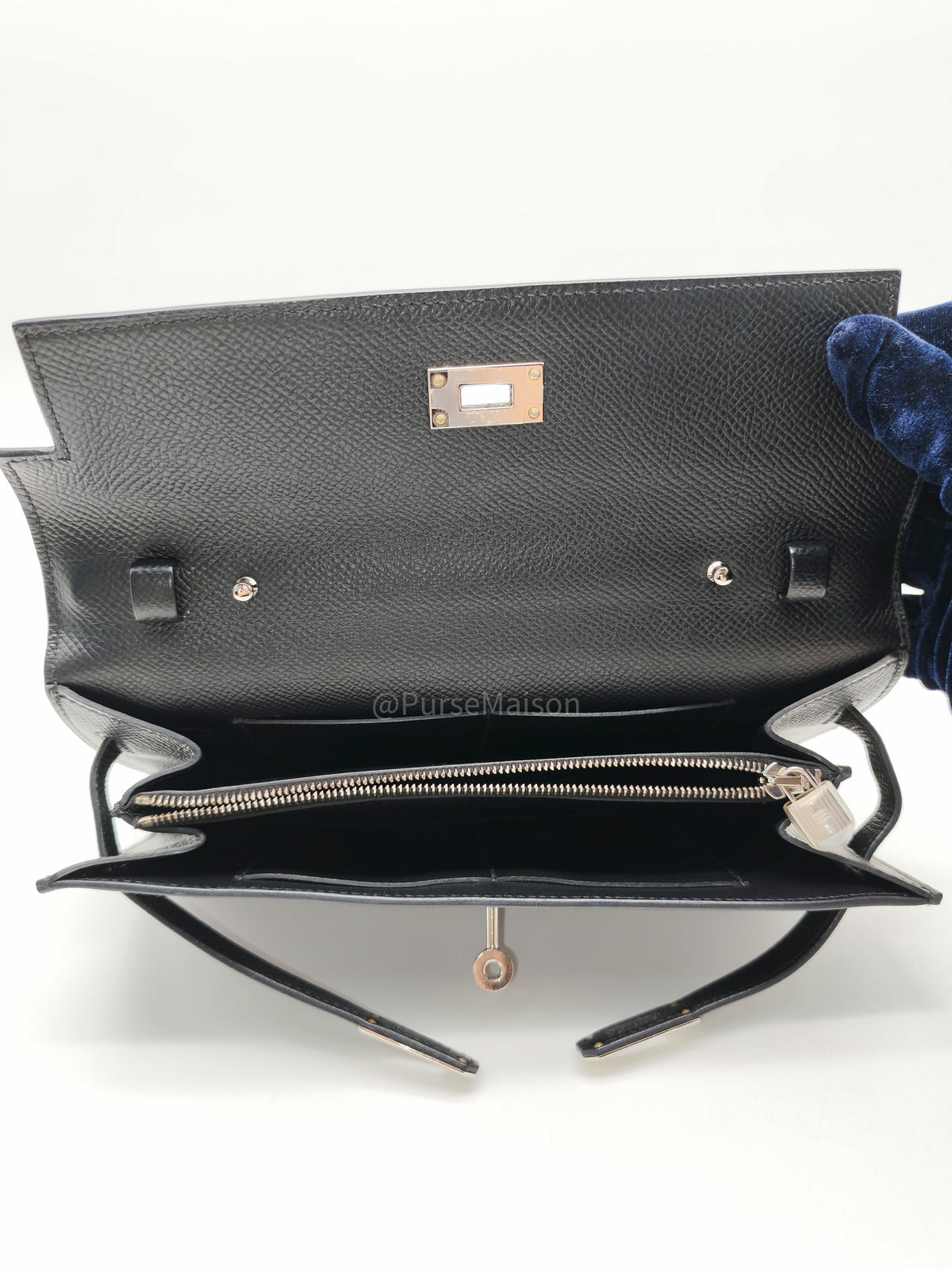 Hermes Kelly To Go Wallet Bag in Noir/Black Epsom Leather Palladium Stamp Y(2020) | Purse Maison Luxury Bags Shop