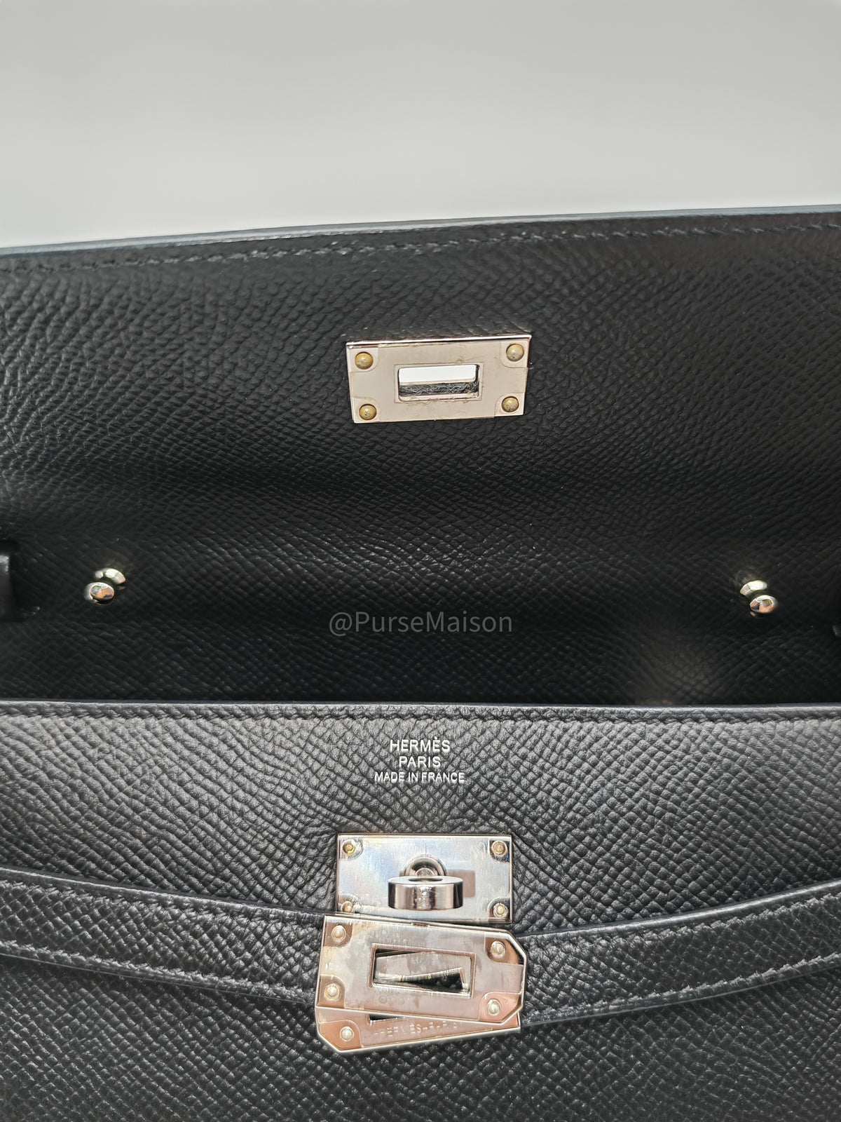 Hermes Kelly To Go Wallet Bag in Noir/Black Epsom Leather Palladium Stamp Y(2020) | Purse Maison Luxury Bags Shop