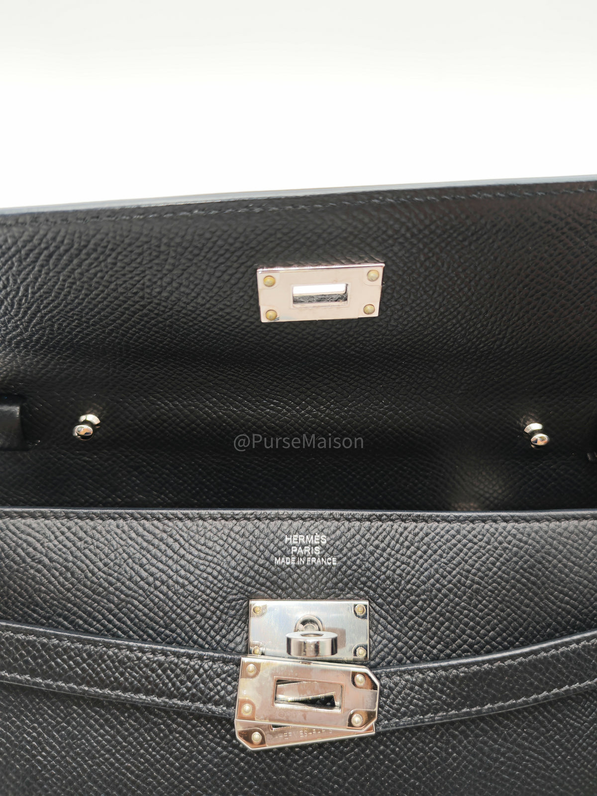 Hermes Kelly To Go Wallet Bag in Noir/Black Epsom Leather Palladium Stamp Y(2020) | Purse Maison Luxury Bags Shop