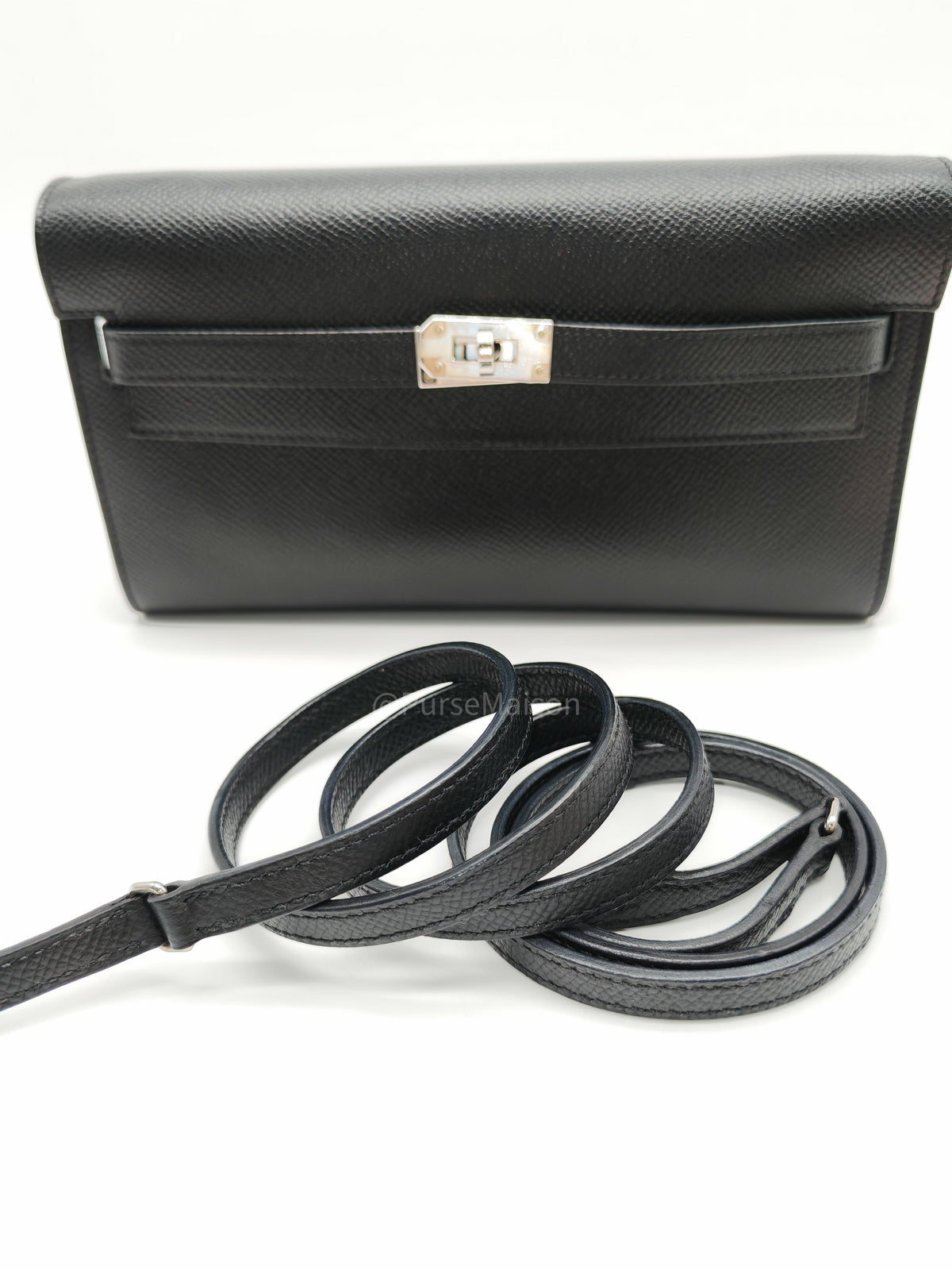 Hermes Kelly To Go Wallet Bag in Noir/Black Epsom Leather Palladium Stamp Y(2020) | Purse Maison Luxury Bags Shop