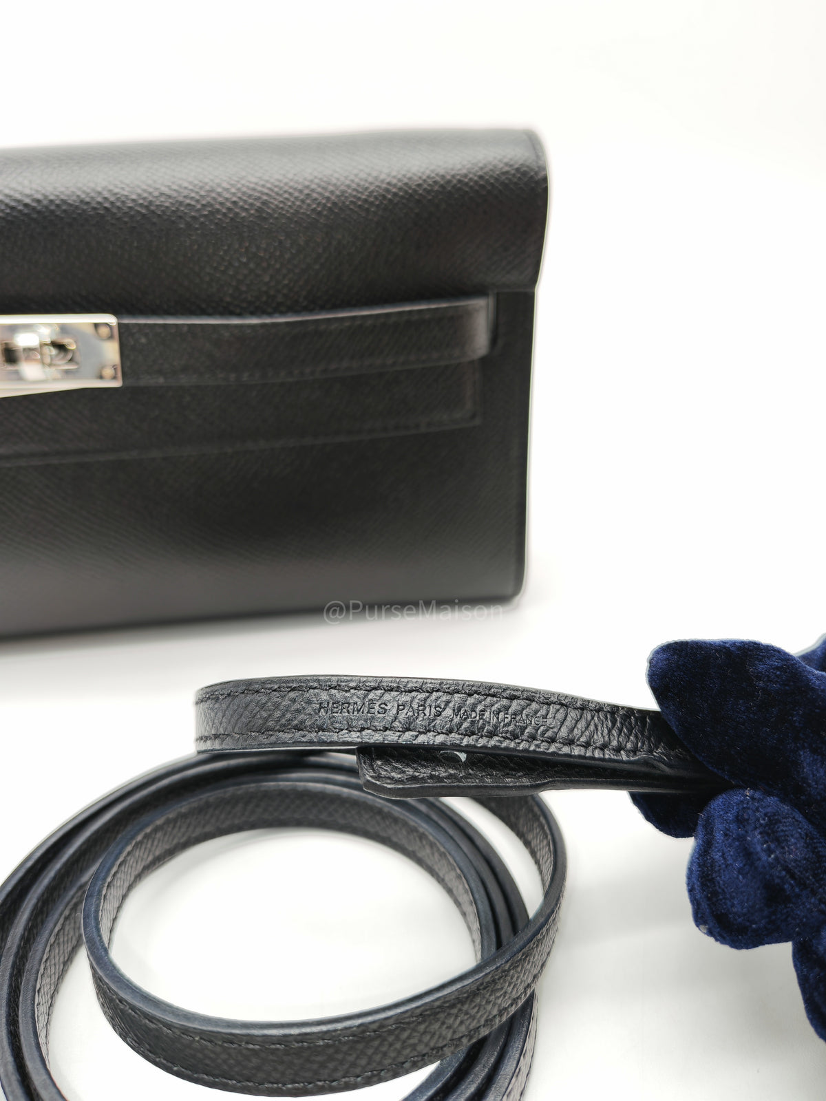 Hermes Kelly To Go Wallet Bag in Noir/Black Epsom Leather Palladium Stamp Y(2020) | Purse Maison Luxury Bags Shop