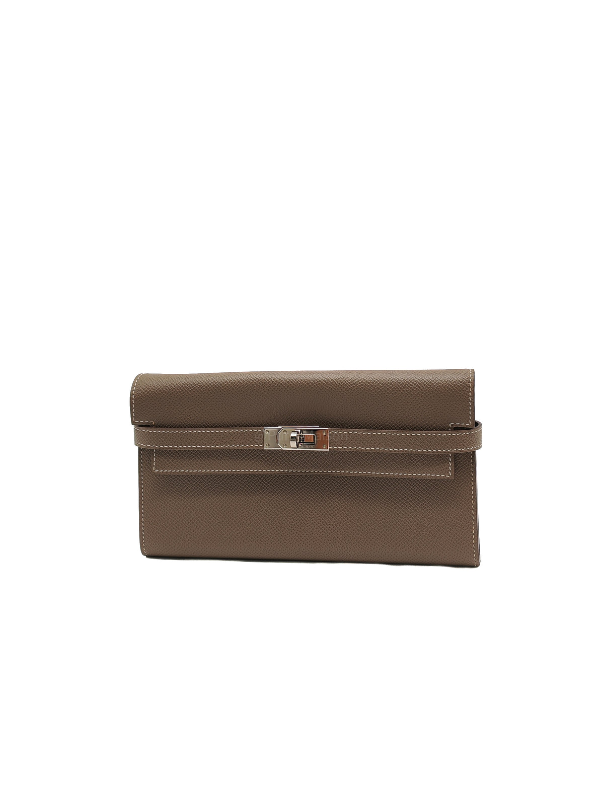 Hermes Kelly Wallet in Etoupe Epsom Leather and Palladium Hardware Stamp A (2017) | Purse Maison Luxury Bags Shop