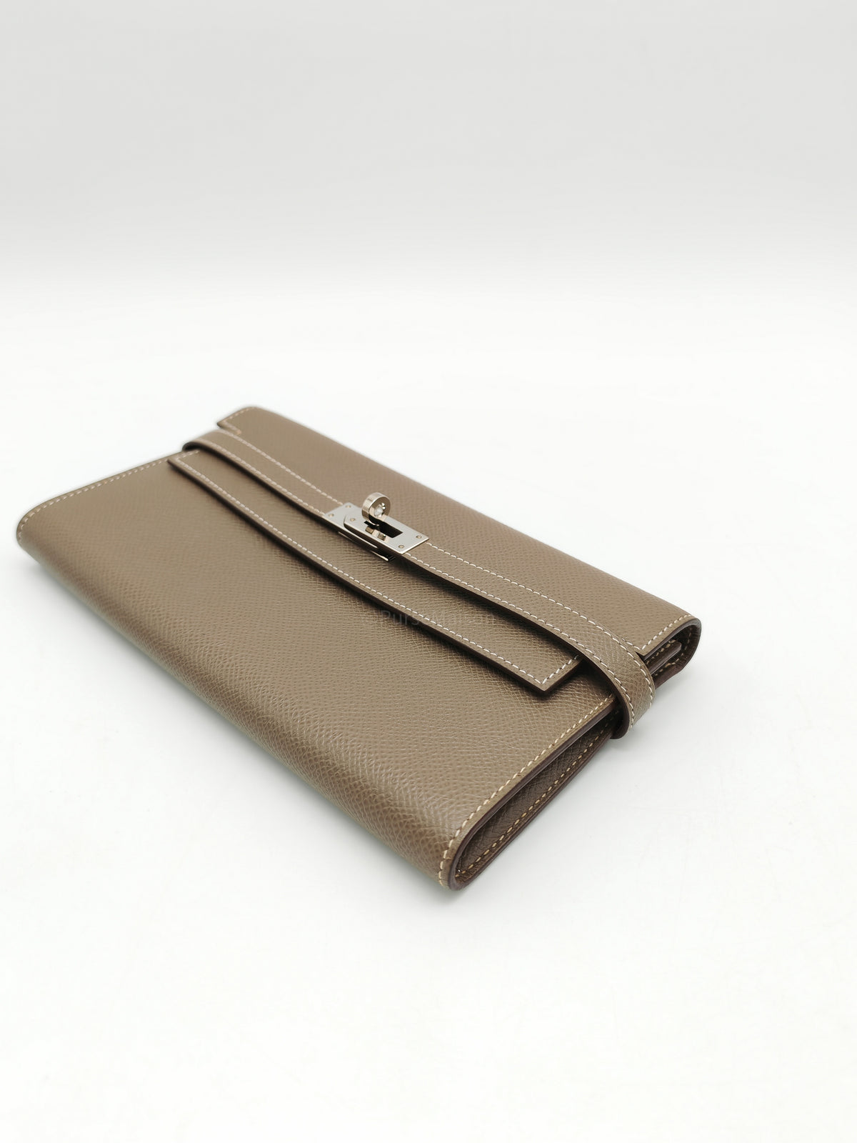 Hermes Kelly Wallet in Etoupe Epsom Leather and Palladium Hardware Stamp A (2017) | Purse Maison Luxury Bags Shop