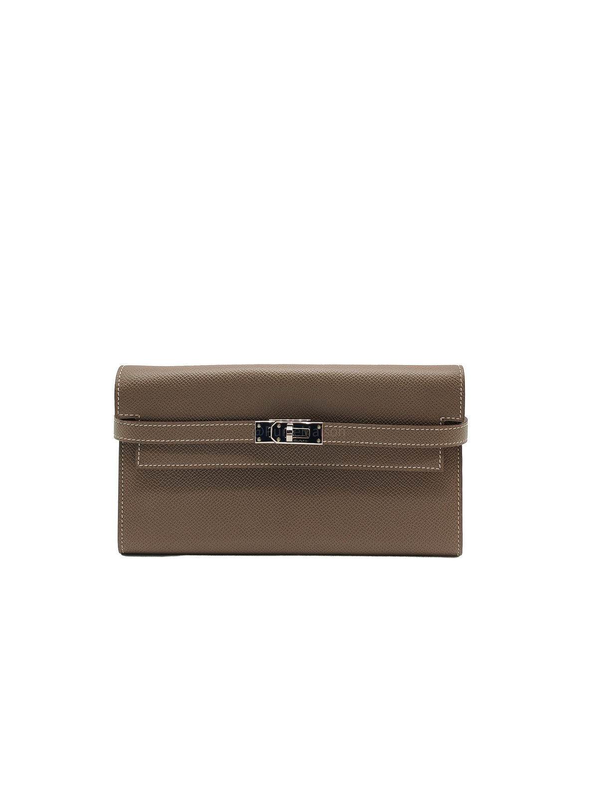 Hermes Kelly Wallet in Etoupe Epsom Leather and Palladium Hardware Stamp A (2017) | Purse Maison Luxury Bags Shop