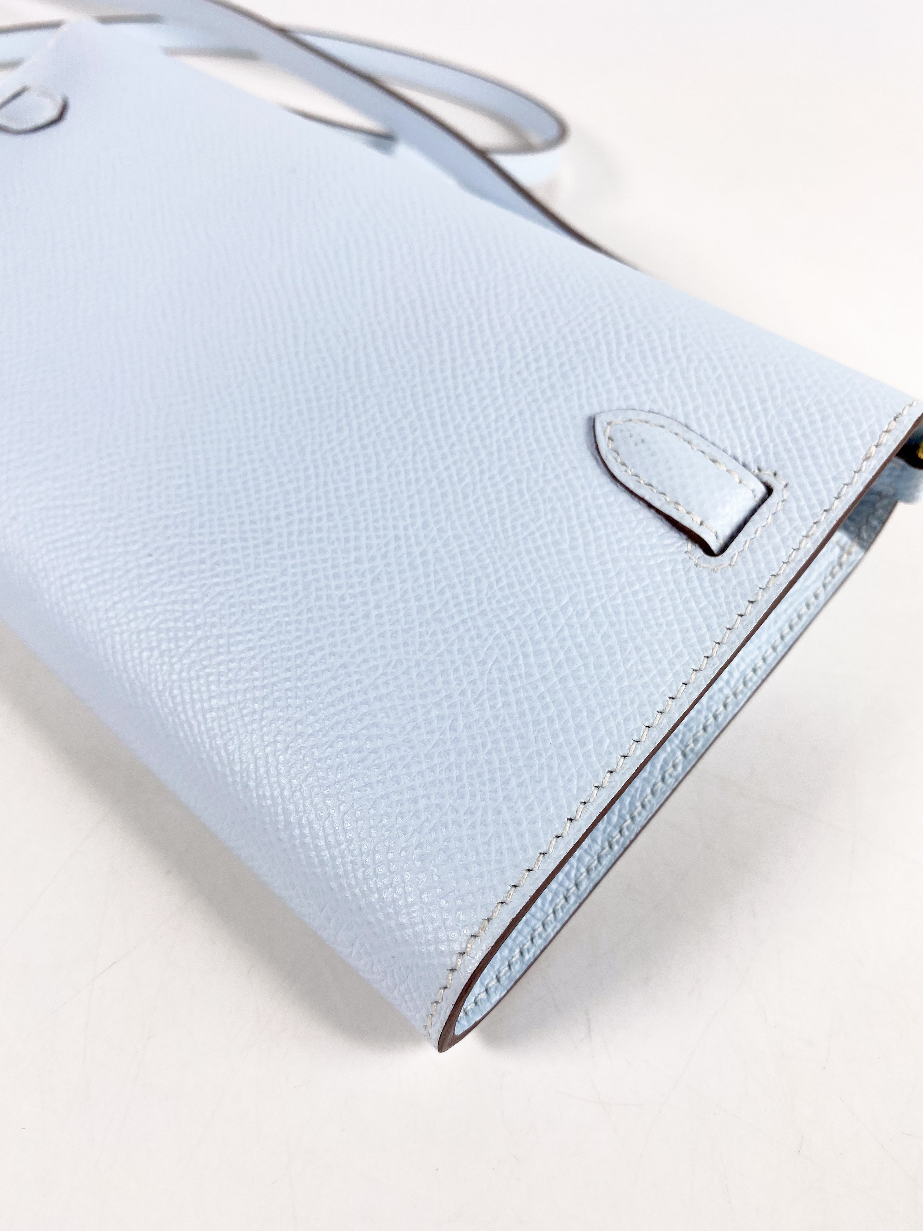 Hermes Kelly Wallet To Go in Bleu Brume Epsom Leather