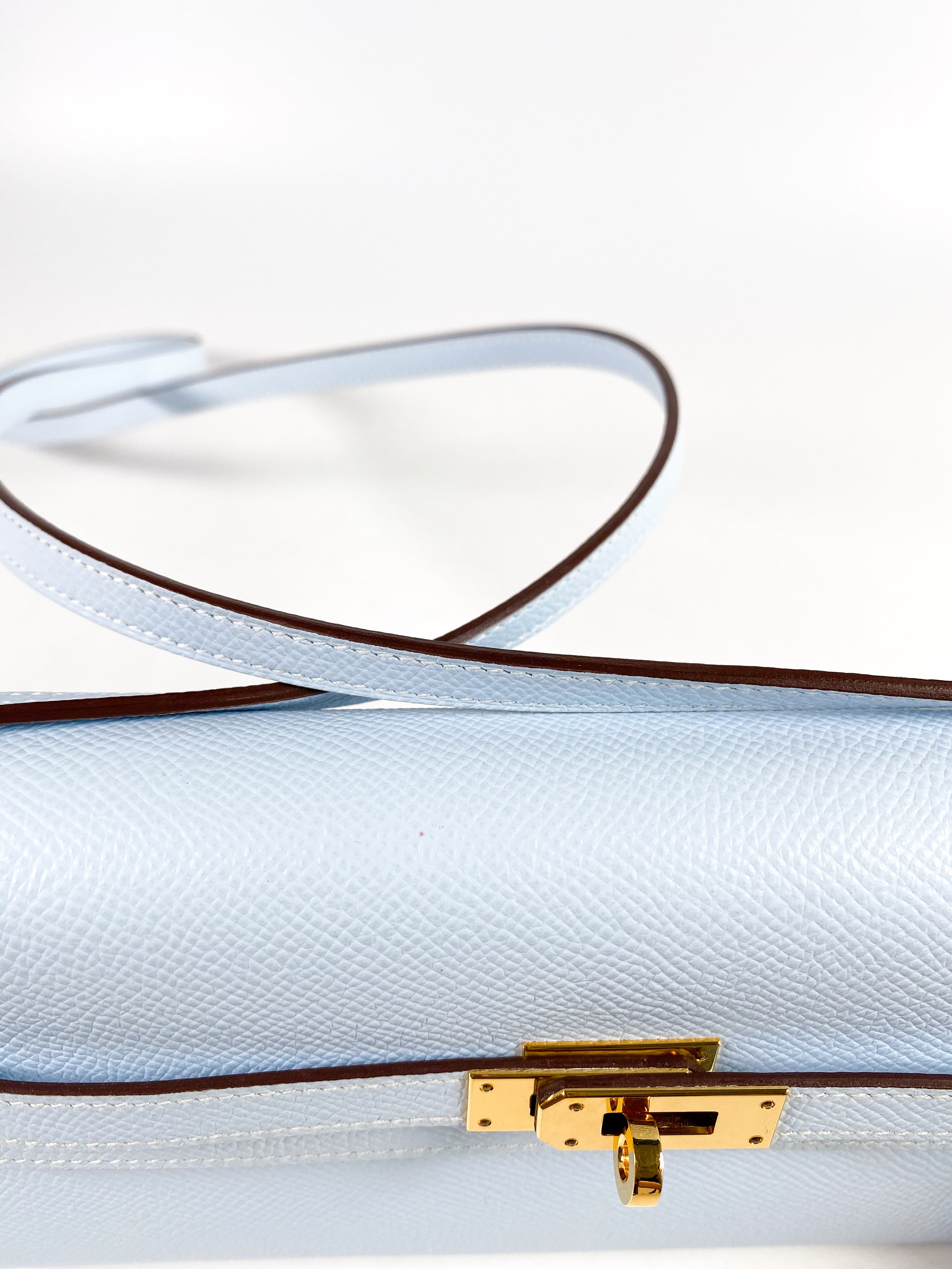 Hermes Kelly Wallet To Go in Bleu Brume Epsom Leather