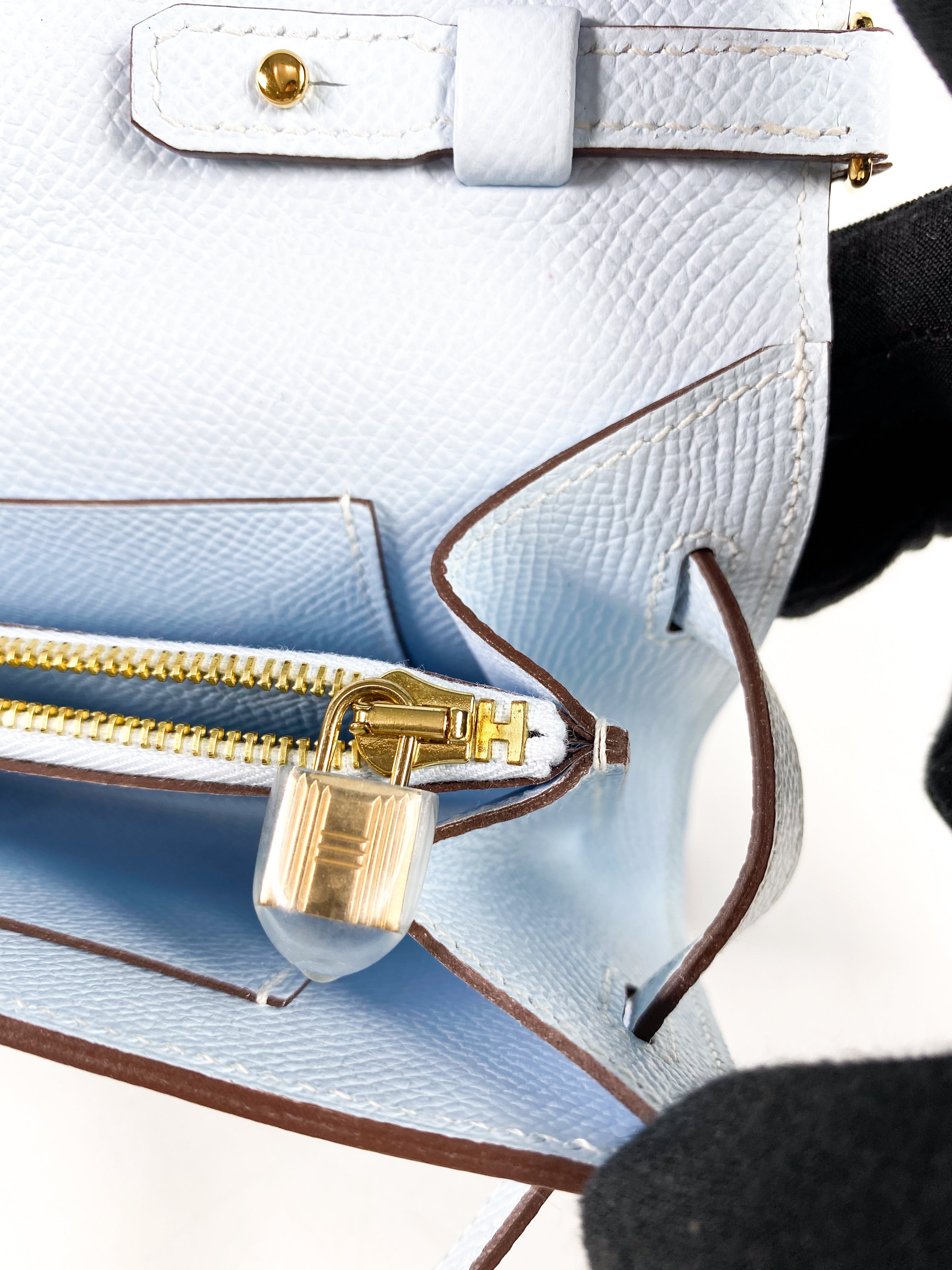 Hermes Kelly Wallet To Go in Bleu Brume Epsom Leather