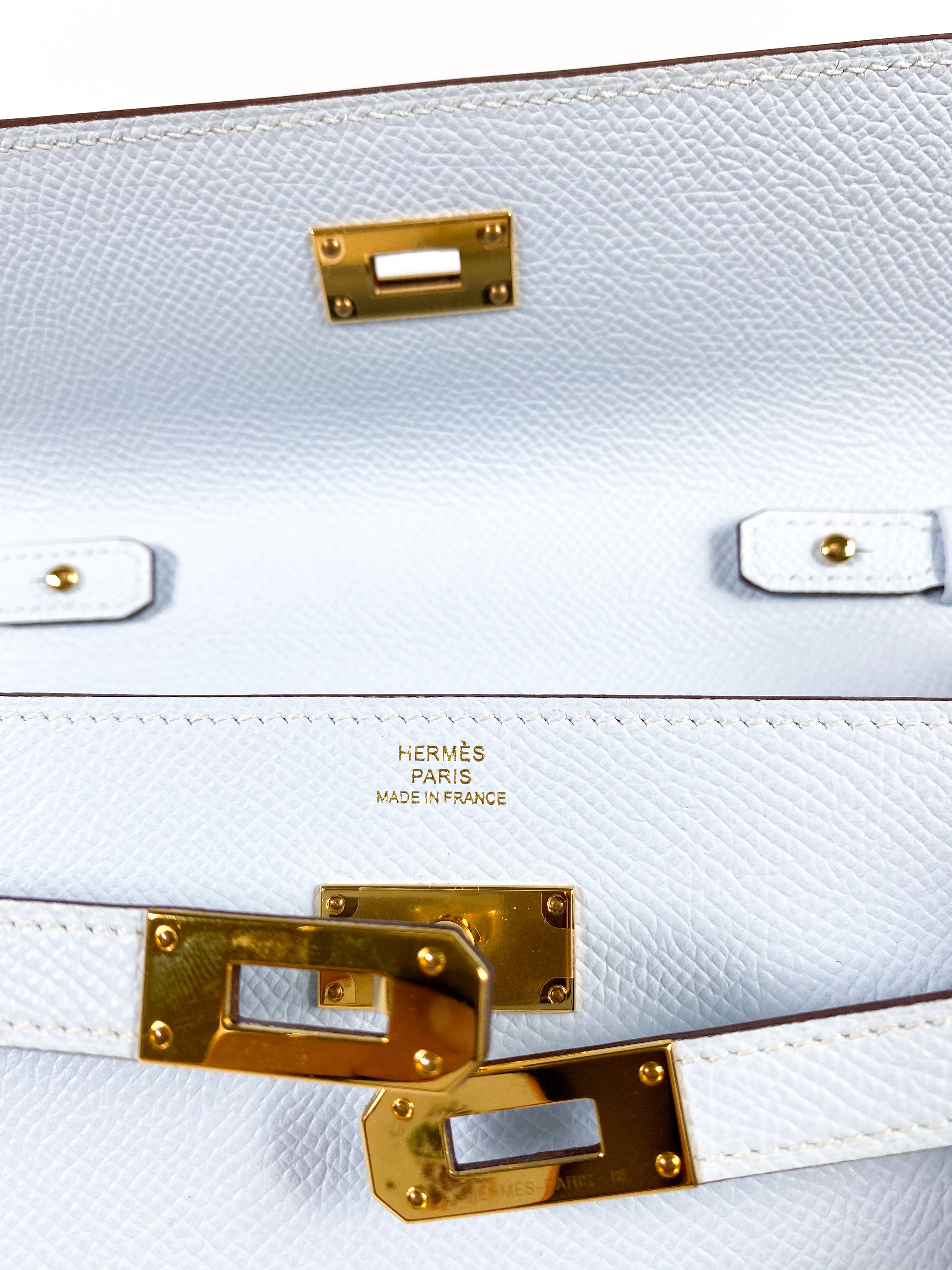 Hermes Kelly Wallet To Go in Bleu Brume Epsom Leather