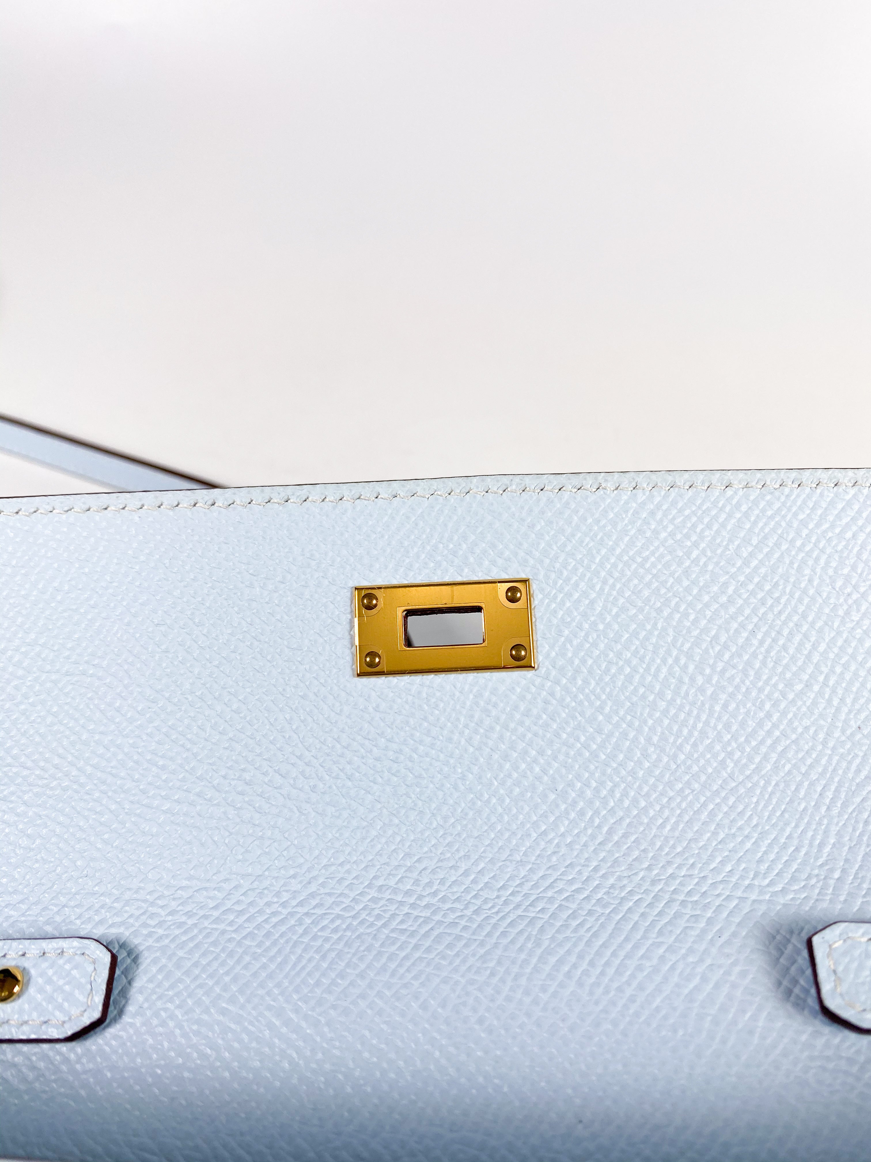 Hermes Kelly Wallet To Go in Bleu Brume Epsom Leather