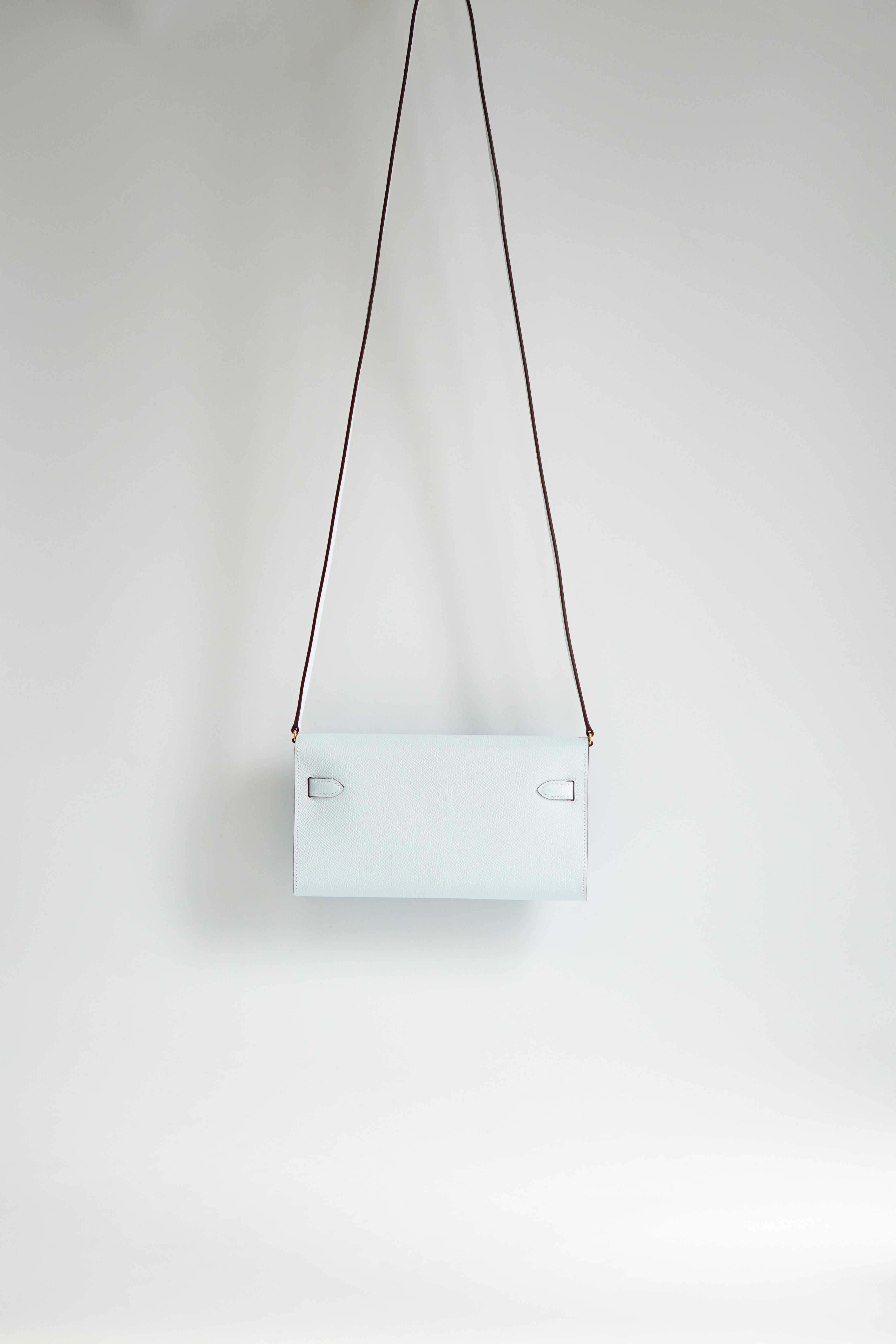 Hermes Kelly Wallet To Go in Bleu Brume Epsom Leather