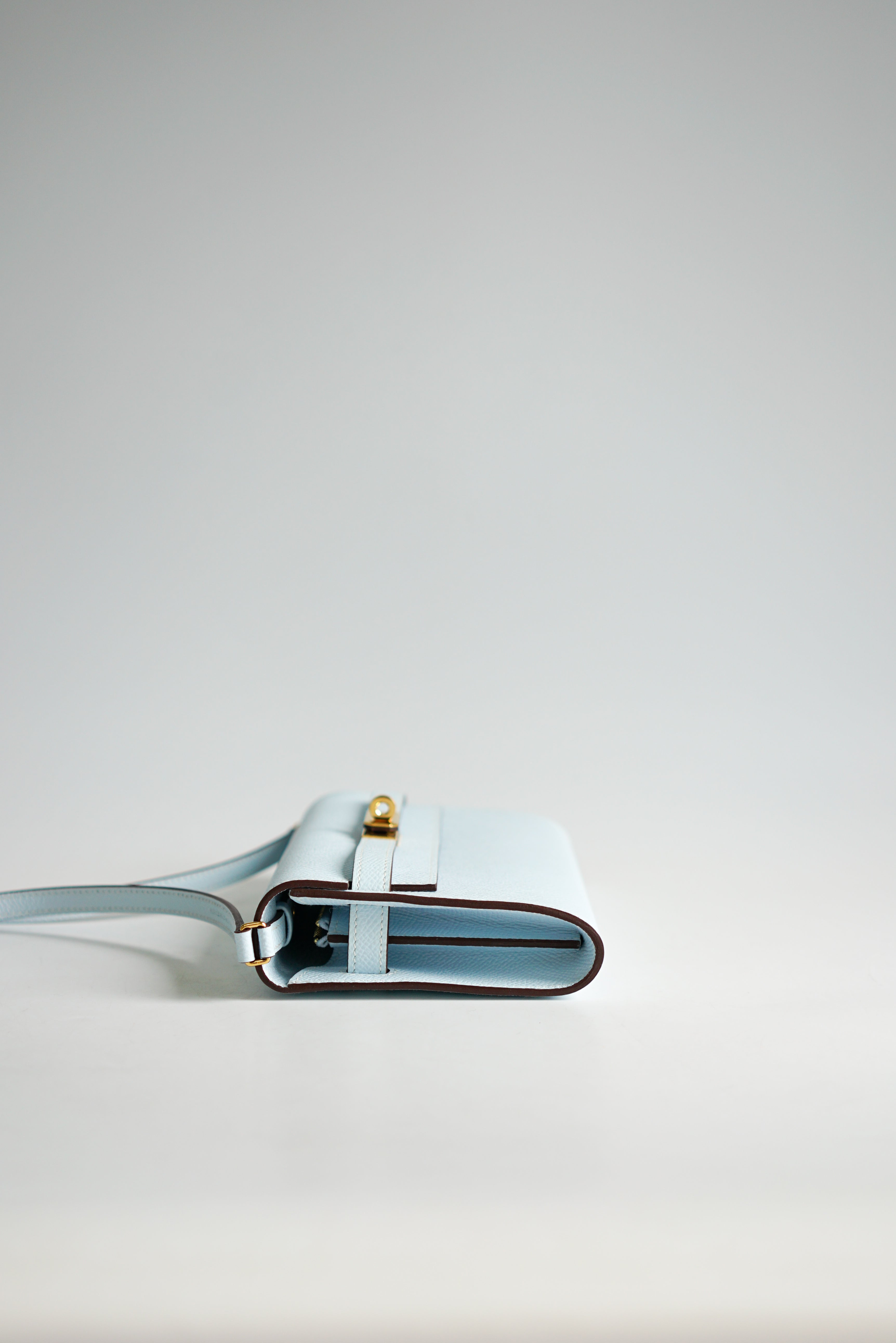 Hermes Kelly Wallet To Go in Bleu Brume Epsom Leather