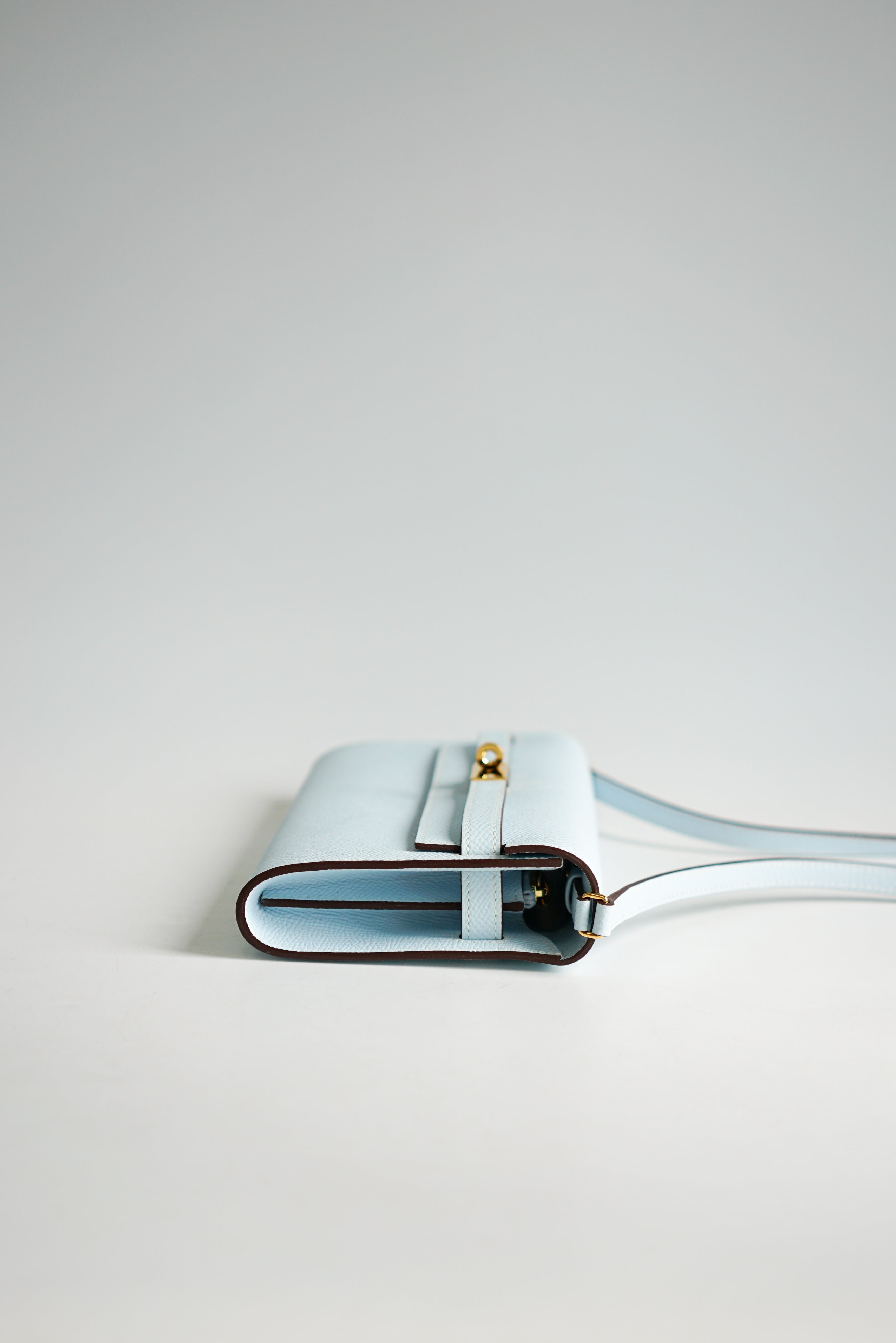 Hermes Kelly Wallet To Go in Bleu Brume Epsom Leather
