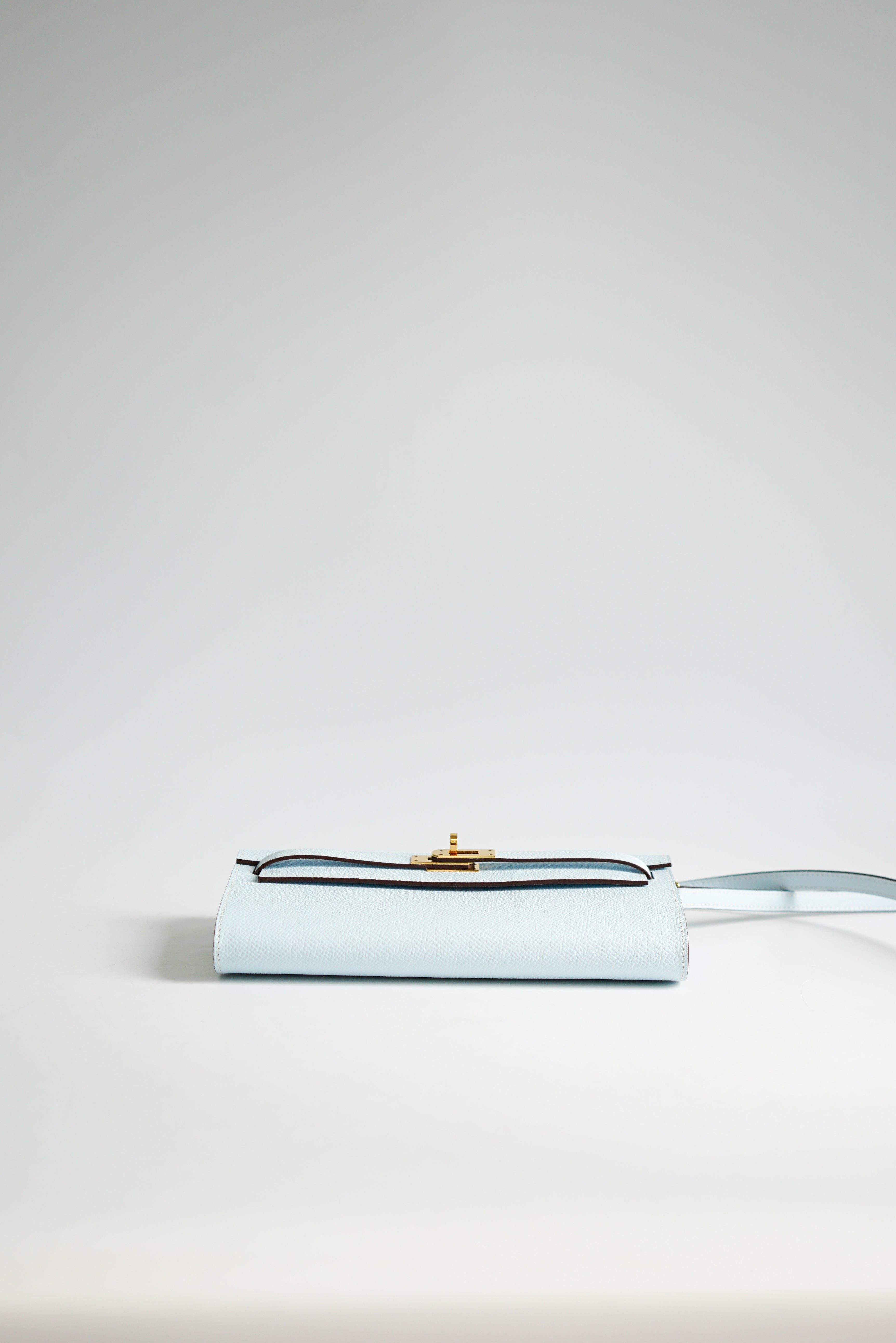 Hermes Kelly Wallet To Go in Bleu Brume Epsom Leather