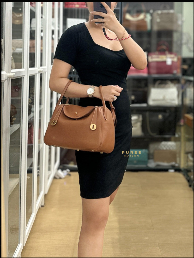 Hermes Lindy 26 in Gold Clemence Leather Gold Hardware Stamp W(2024) | Purse Maison Luxury Bags Shop