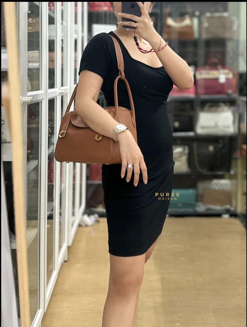 Hermes Lindy 26 in Gold Clemence Leather Gold Hardware Stamp W(2024) | Purse Maison Luxury Bags Shop