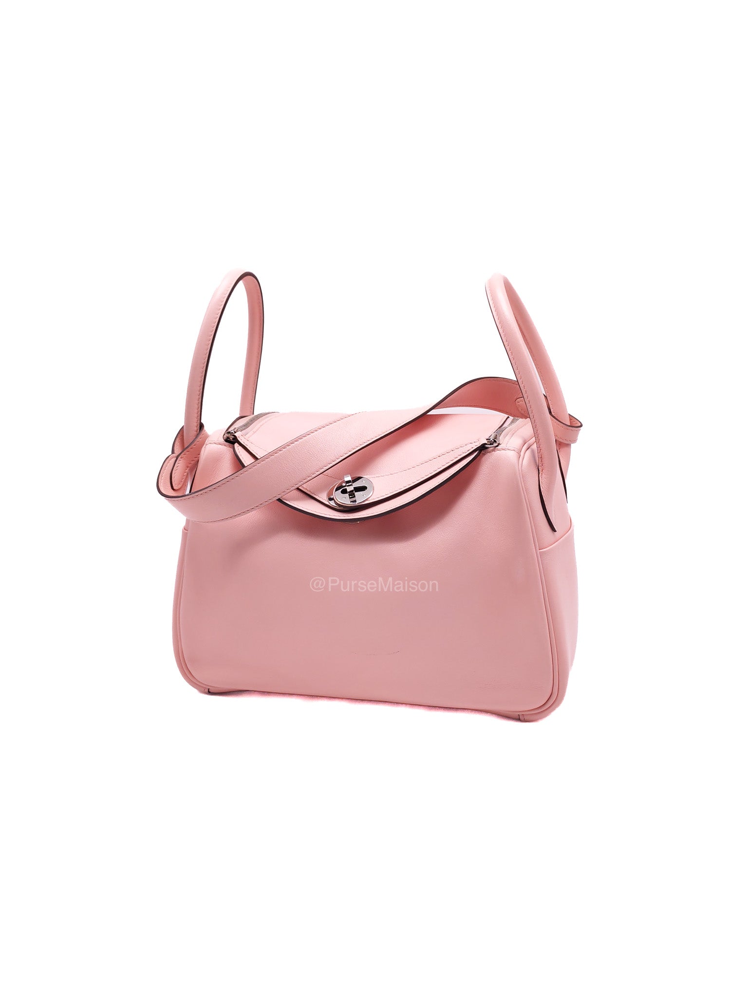 Hermes Lindy 26 in Rose Sakura Swift Leather Palladium Hardware Stamp X(2016) | Purse Maison Luxury Bags Shop