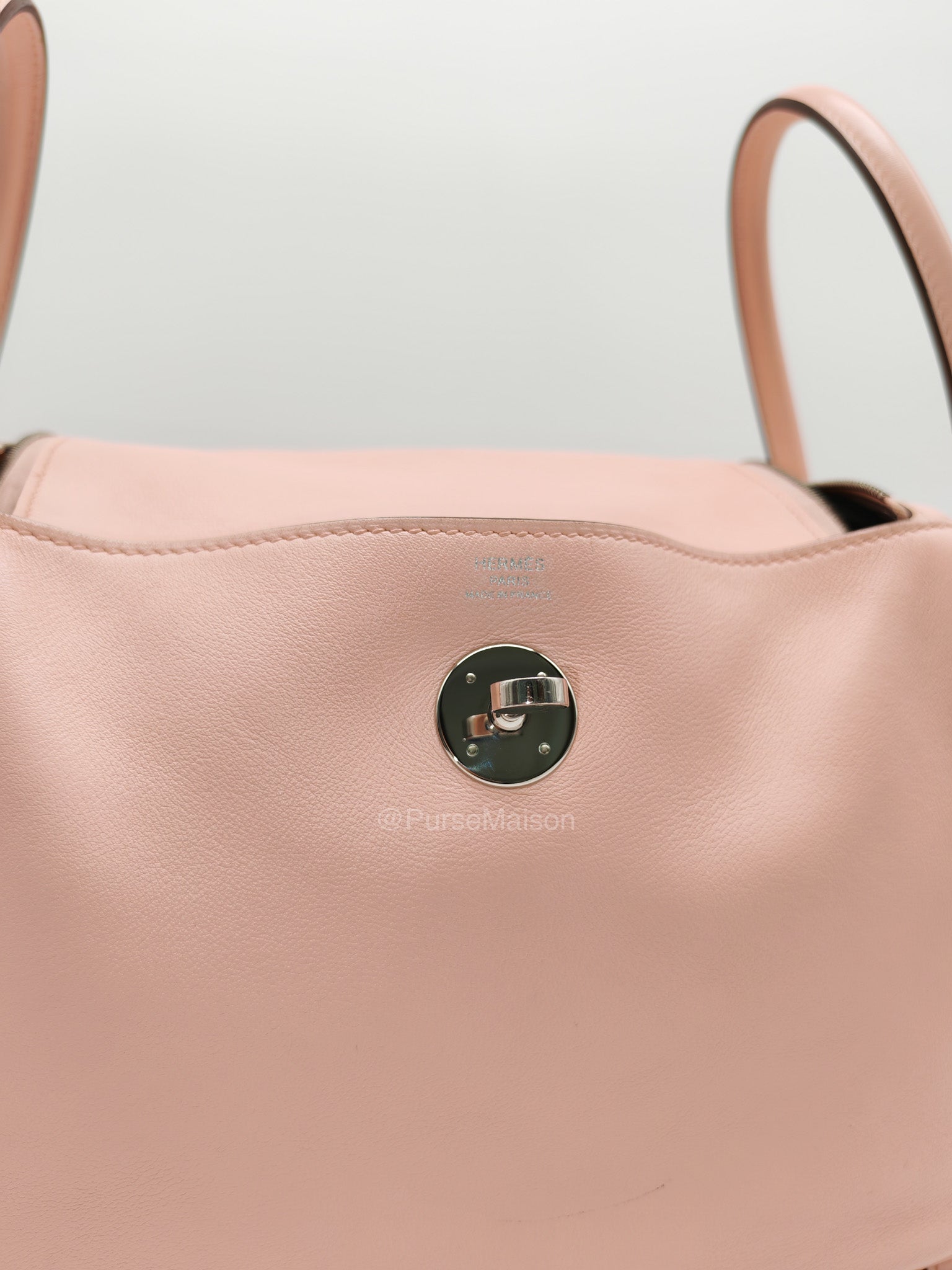 Hermes Lindy 26 in Rose Sakura Swift Leather Palladium Hardware Stamp X(2016) | Purse Maison Luxury Bags Shop