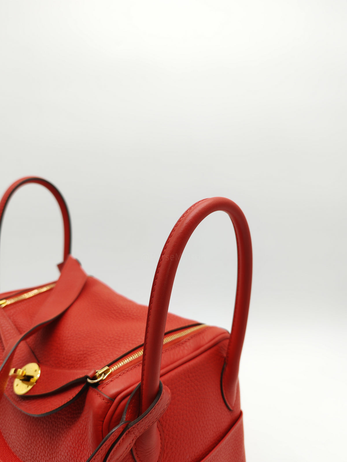 Hermes Lindy 26 in Rouge Tomate Clemence Leather Gold Hardware Stamp X (2016) | Purse Maison Luxury Bags Shop