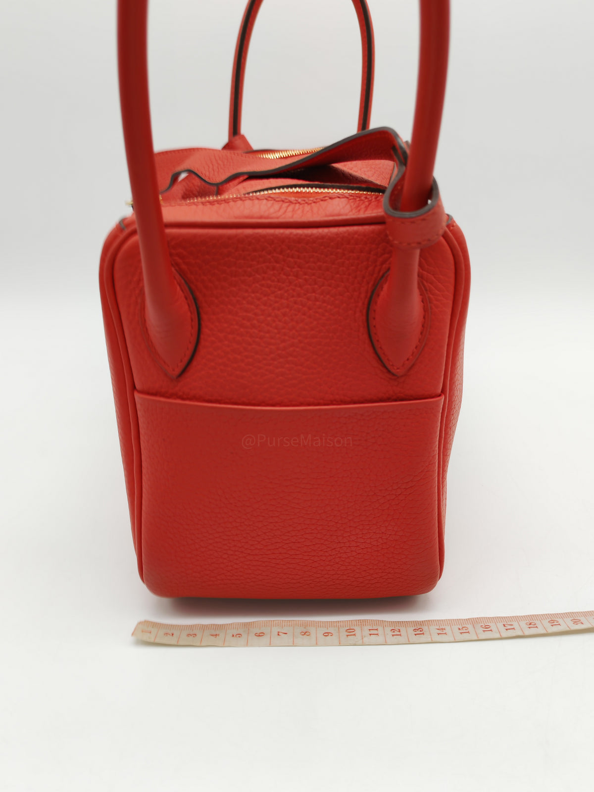 Hermes Lindy 26 in Rouge Tomate Clemence Leather Gold Hardware Stamp X (2016) | Purse Maison Luxury Bags Shop