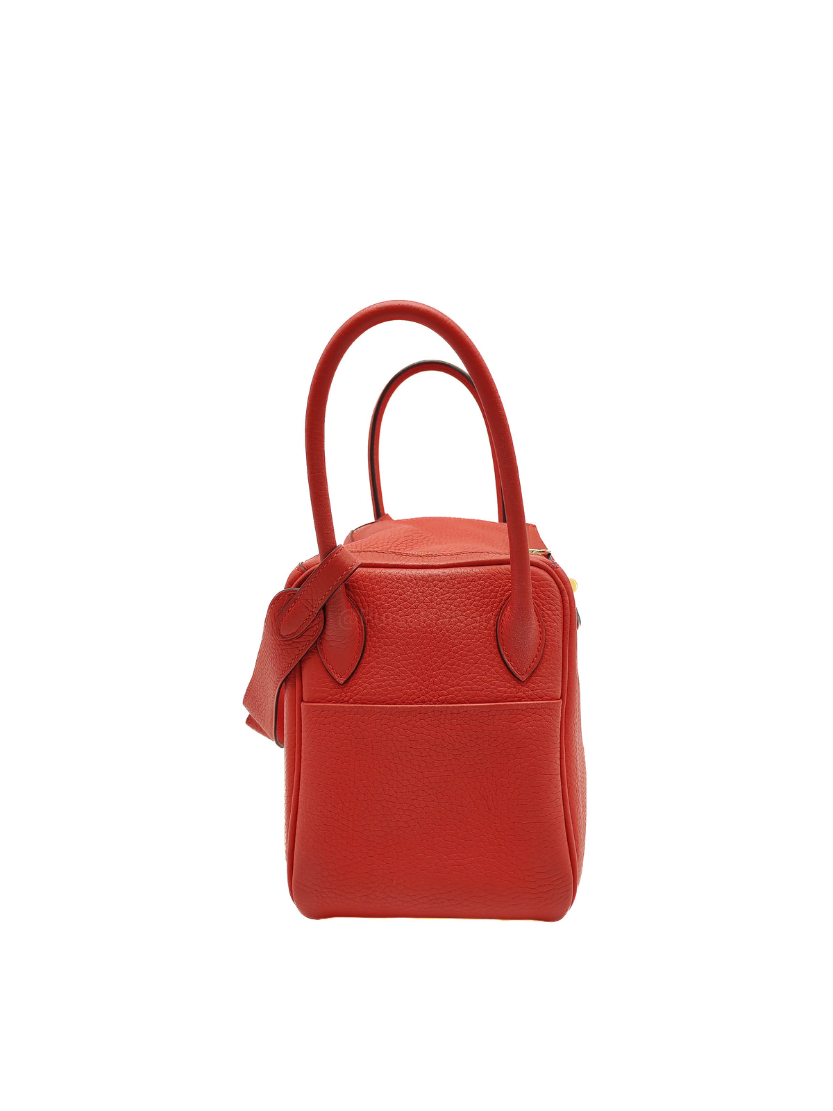 Hermes Lindy 26 in Rouge Tomate Clemence Leather Gold Hardware Stamp X (2016) | Purse Maison Luxury Bags Shop