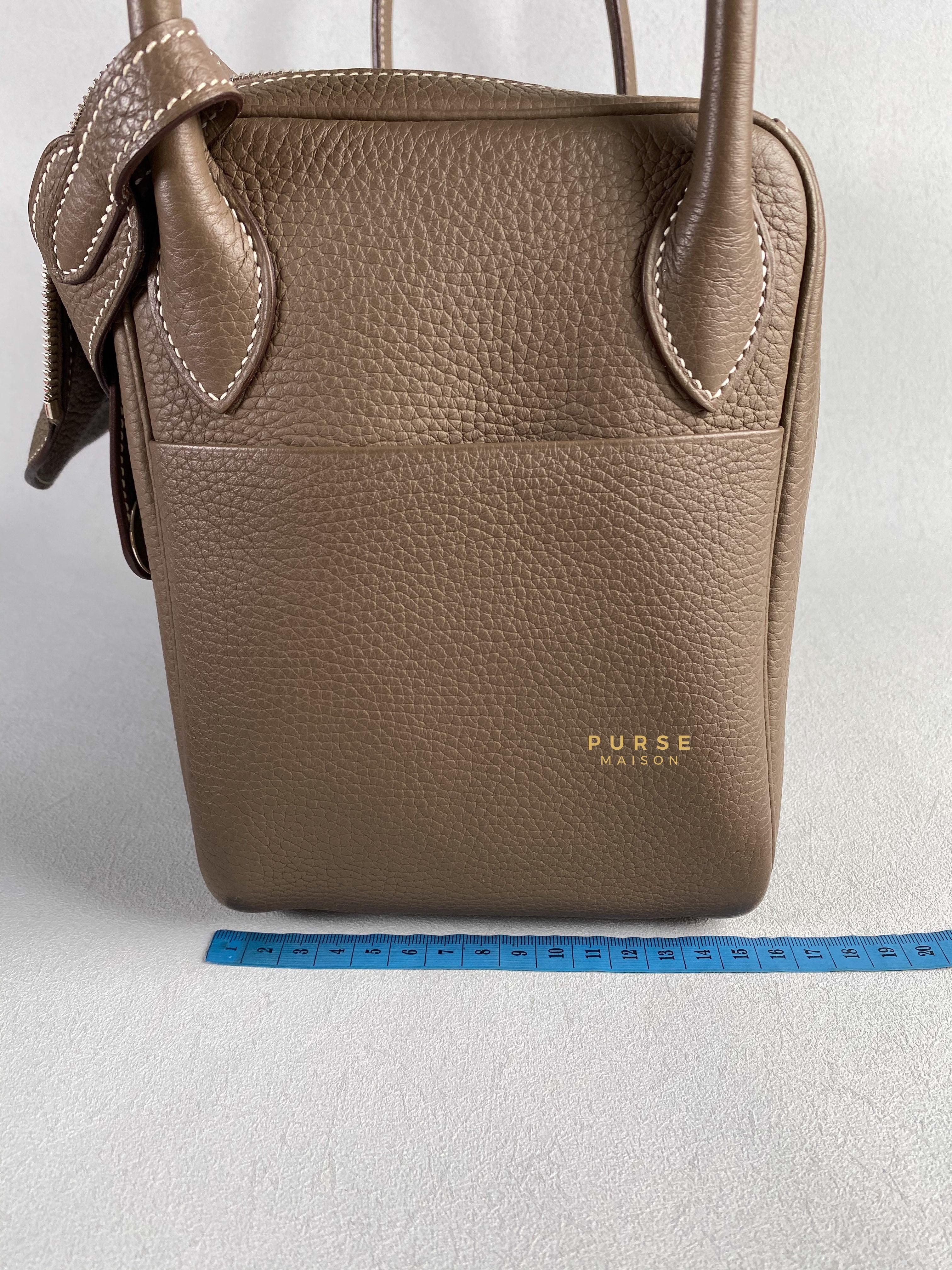 Hermes Lindy 30 Etoupe Clemence Palladium Hardware Stamp A | Purse Maison Luxury Bags Shop