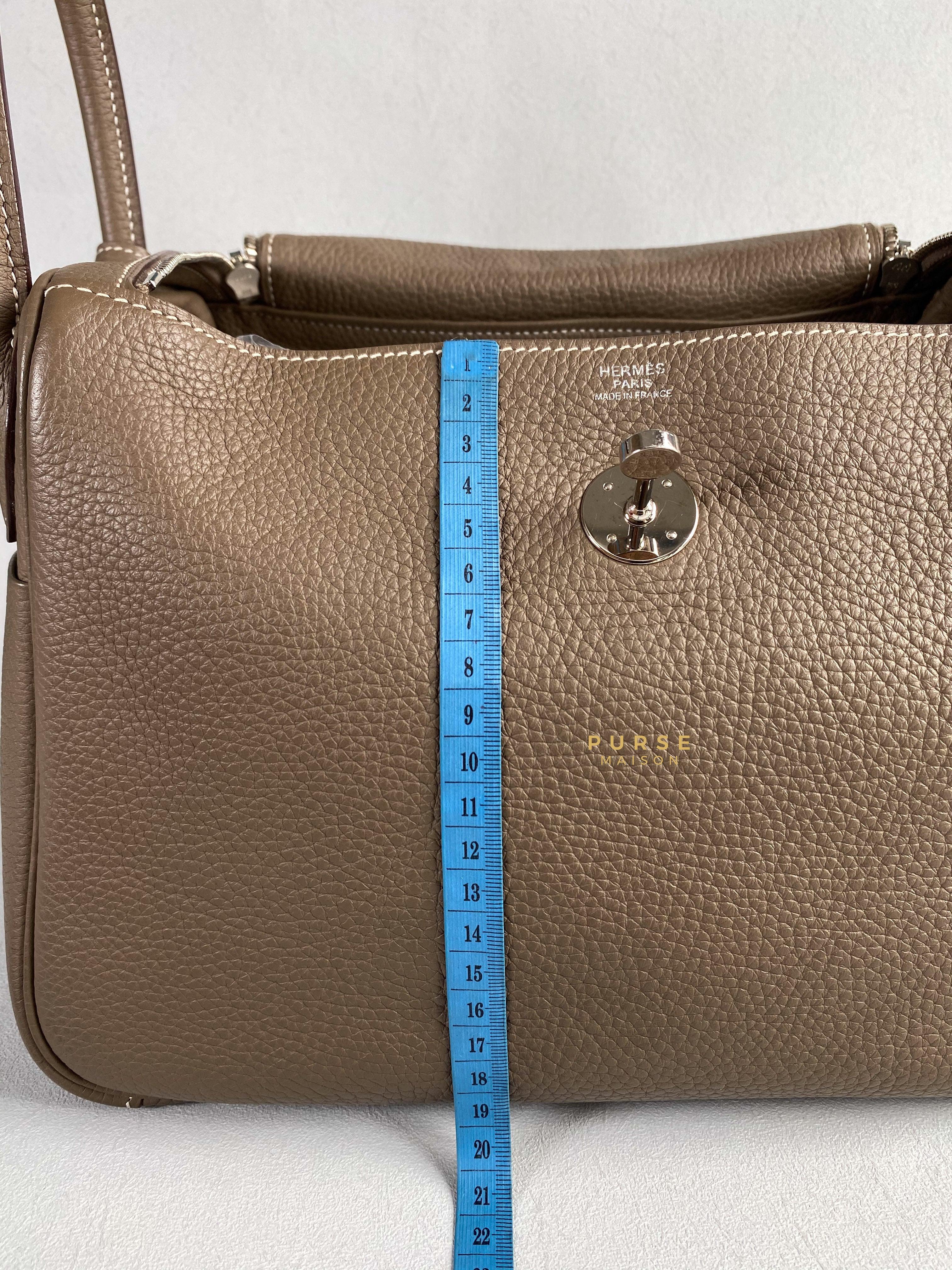 Hermes Lindy 30 Etoupe Clemence Palladium Hardware Stamp A | Purse Maison Luxury Bags Shop