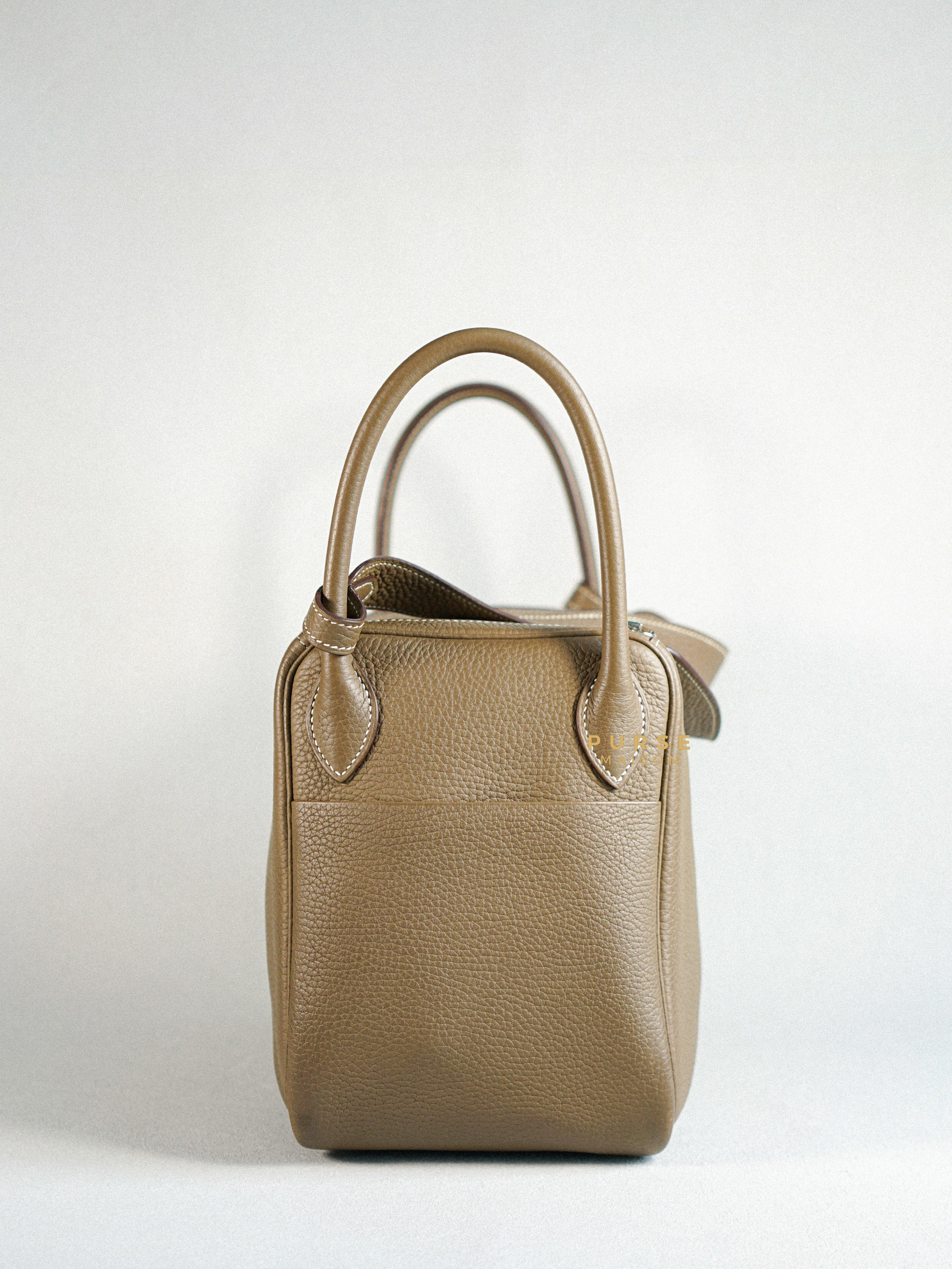 Hermes Lindy 30 Etoupe Clemence Palladium Hardware Stamp A | Purse Maison Luxury Bags Shop