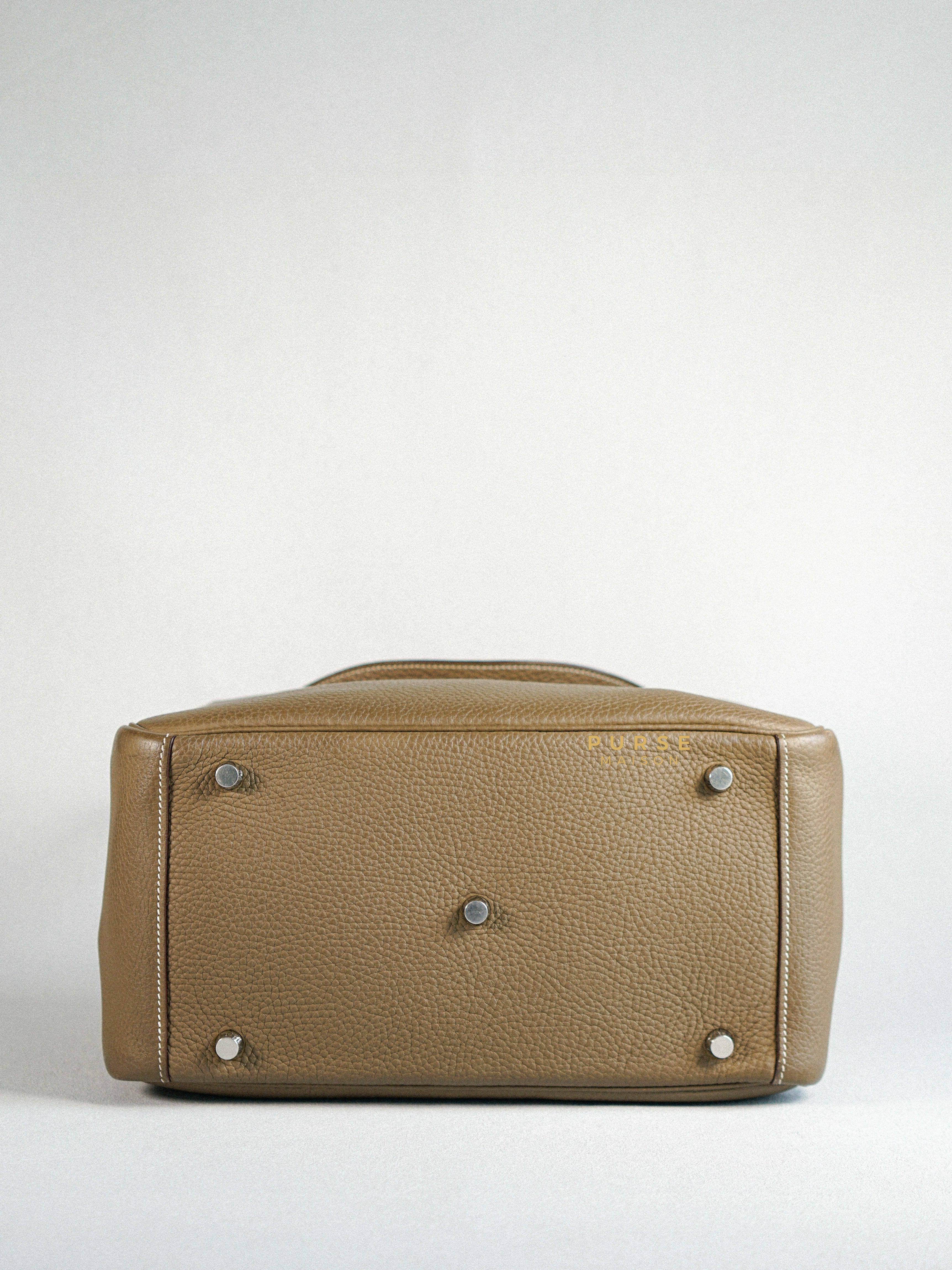 Hermes Lindy 30 Etoupe Clemence Palladium Hardware Stamp A | Purse Maison Luxury Bags Shop