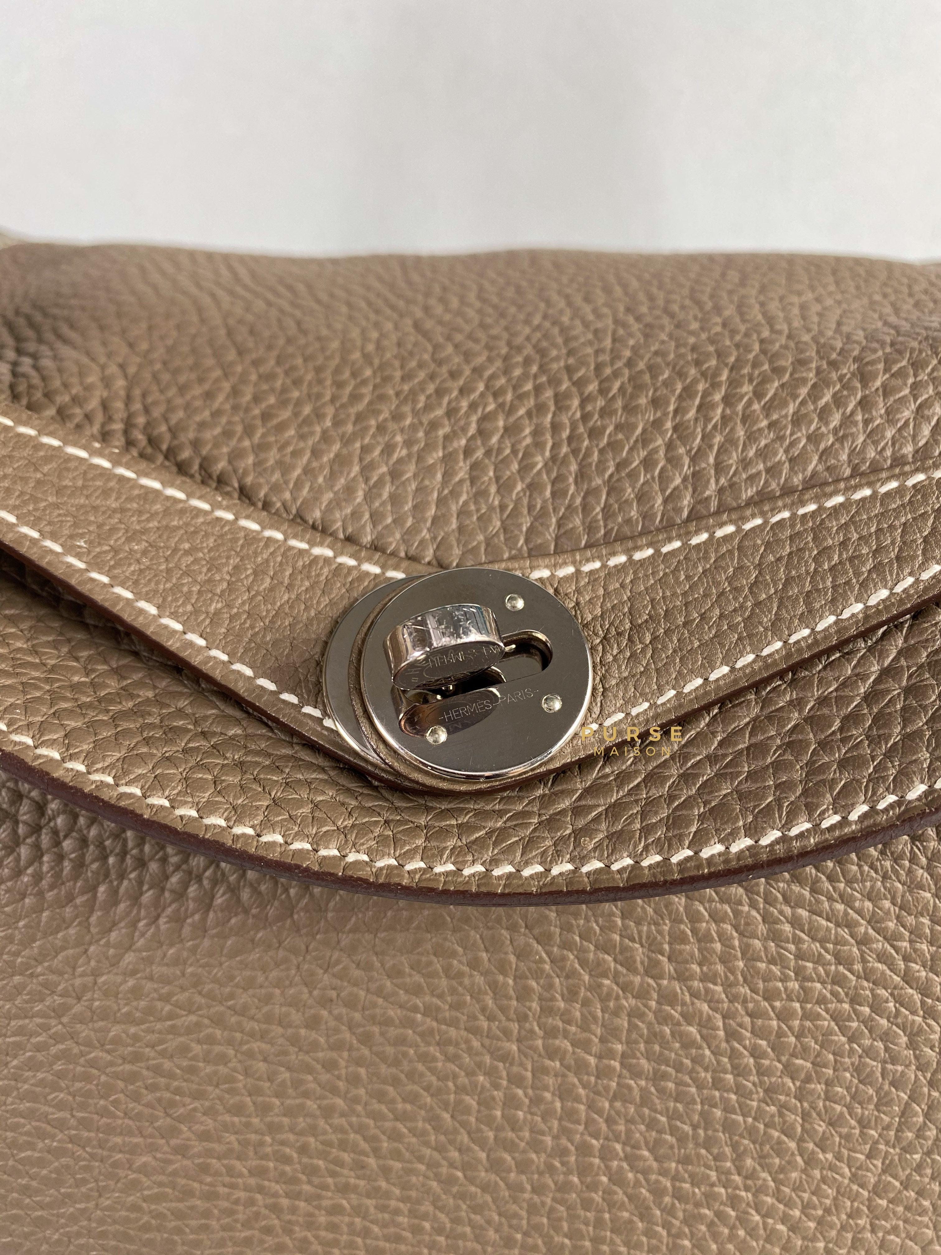 Hermes Lindy 30 Etoupe Clemence Palladium Hardware Stamp A | Purse Maison Luxury Bags Shop