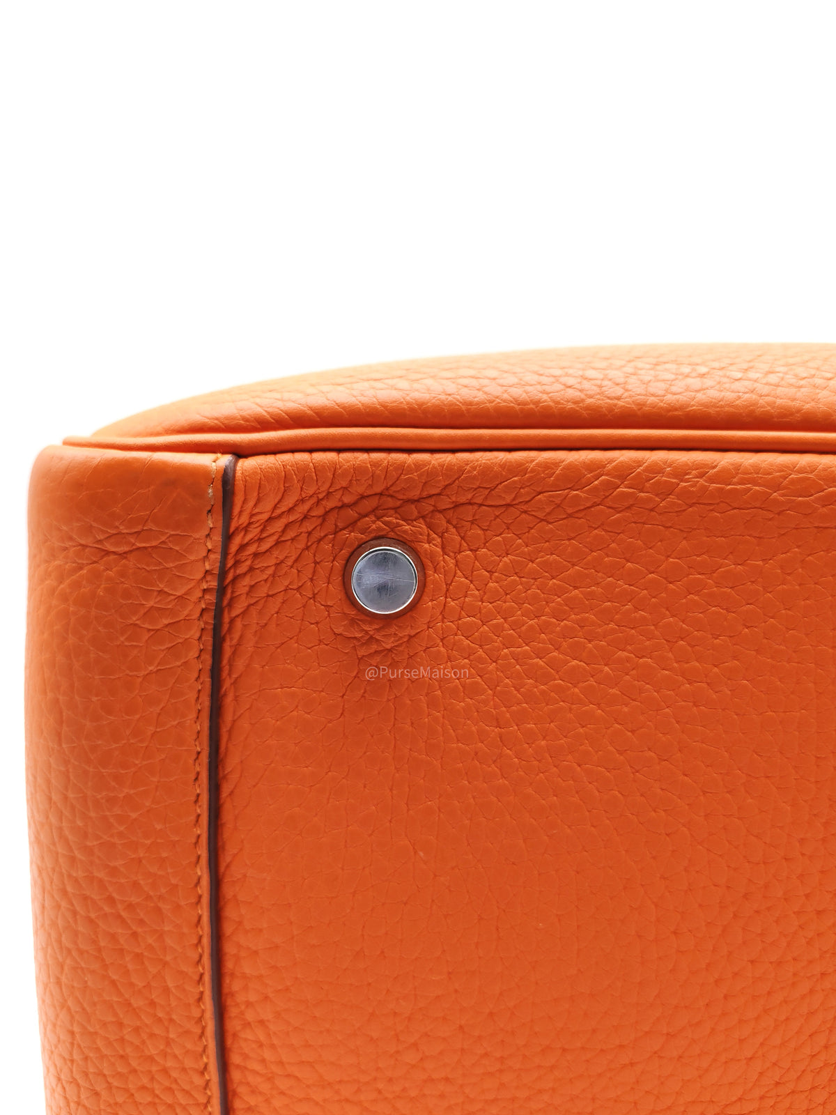 Hermes Lindy 30 in Orange Clemence Leather Palladium Hardware Stamp O Square(2011) | Purse Maison Luxury Bags Shop