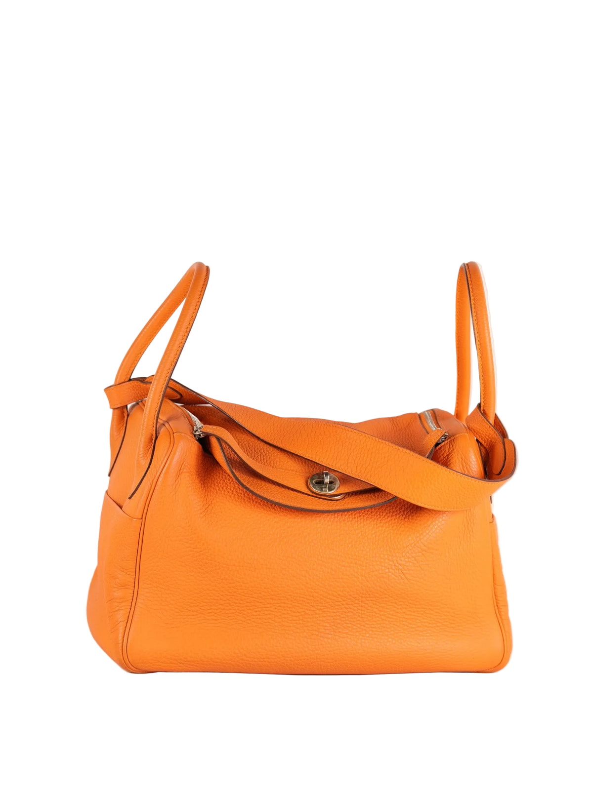 Lindy 36 Orange Clemence Leather Palladium Hardware Stamp Square O(2011) | Purse Maison Luxury Bags Shop