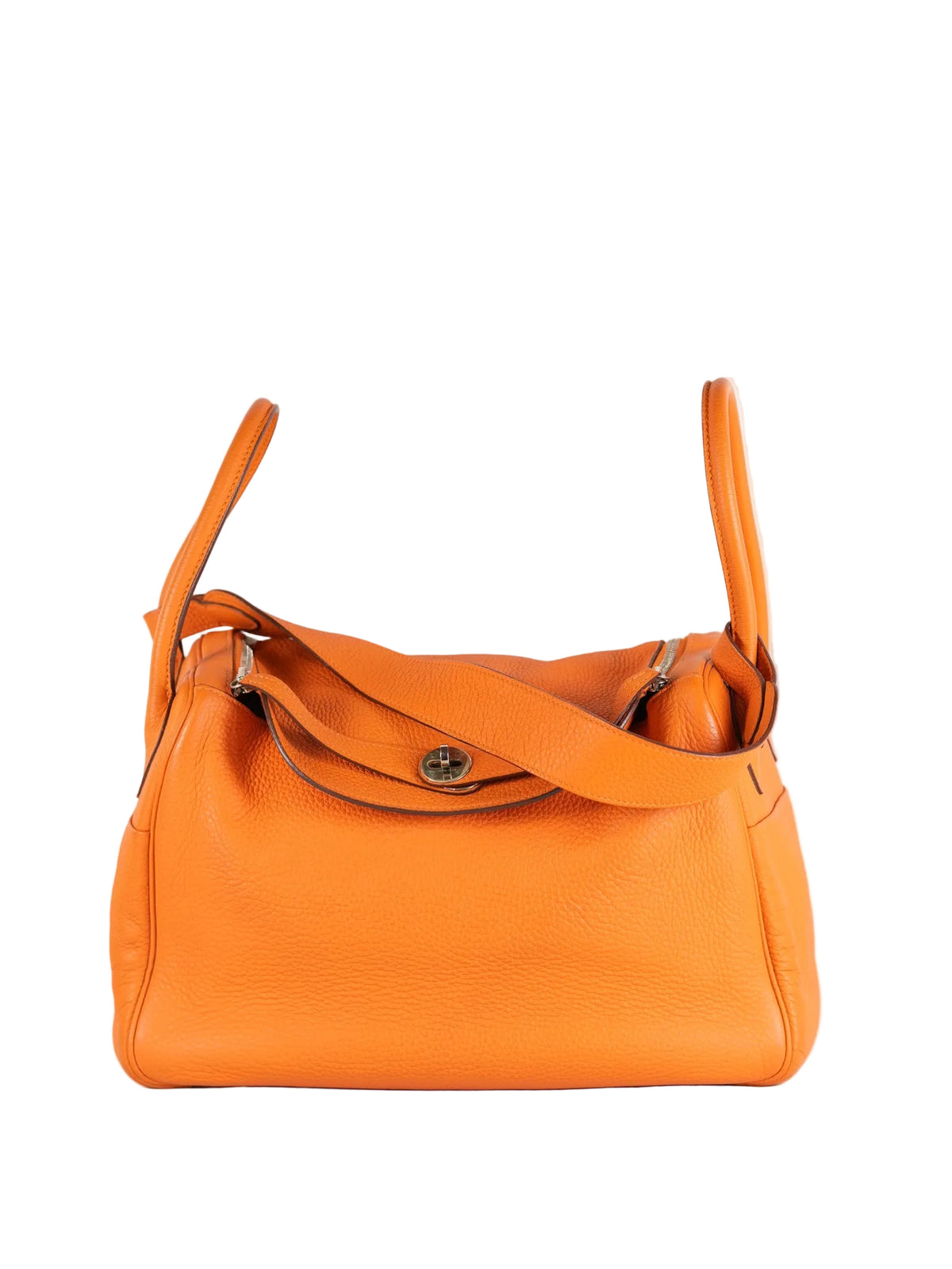 Lindy 36 Orange Clemence Leather Palladium Hardware Stamp Square O(2011) | Purse Maison Luxury Bags Shop