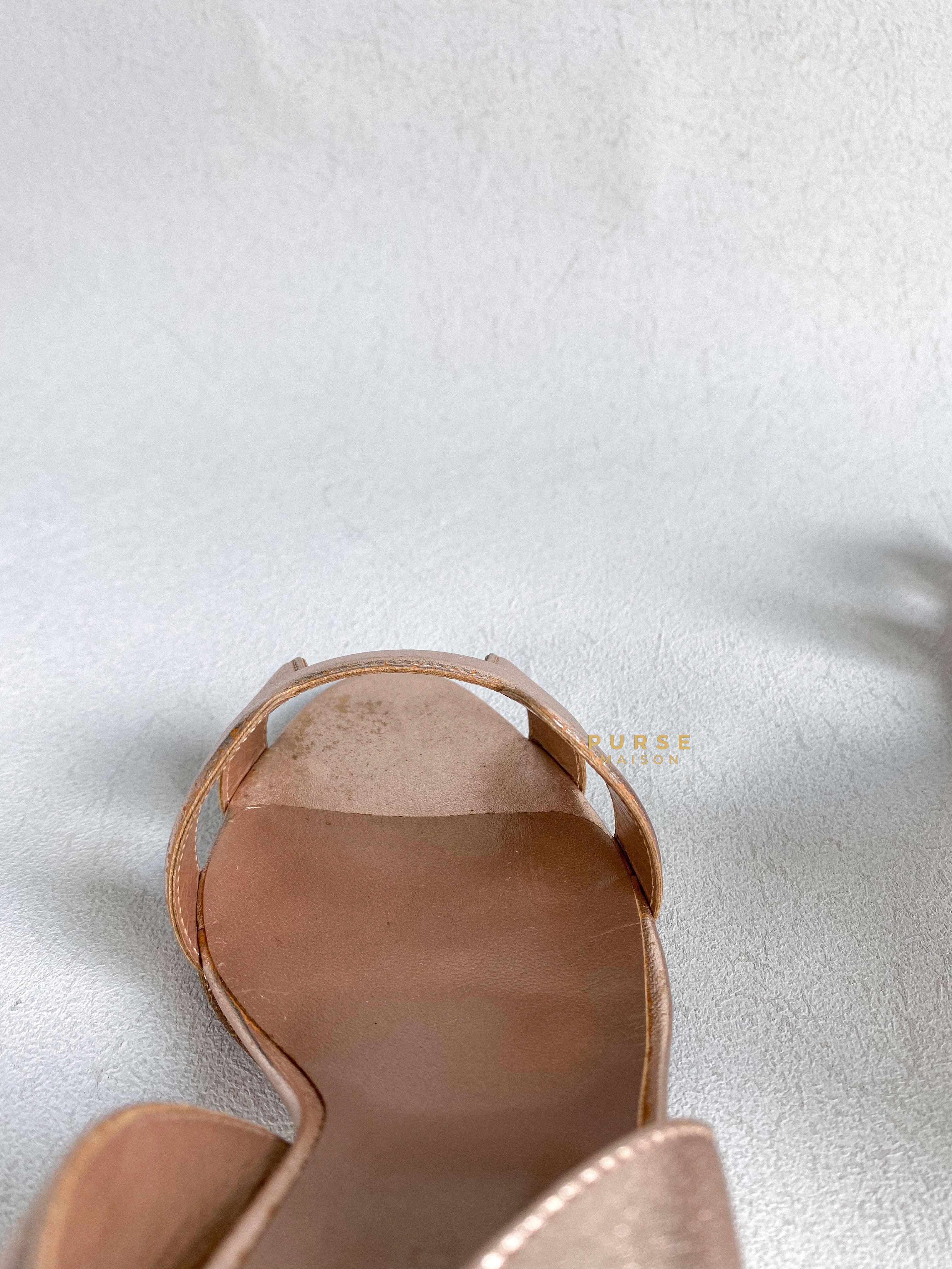 Hermes Metallic Bronze Leather Night 70 Slingback Sandals Size 36.5 EU | Purse Maison Luxury Bags Shop