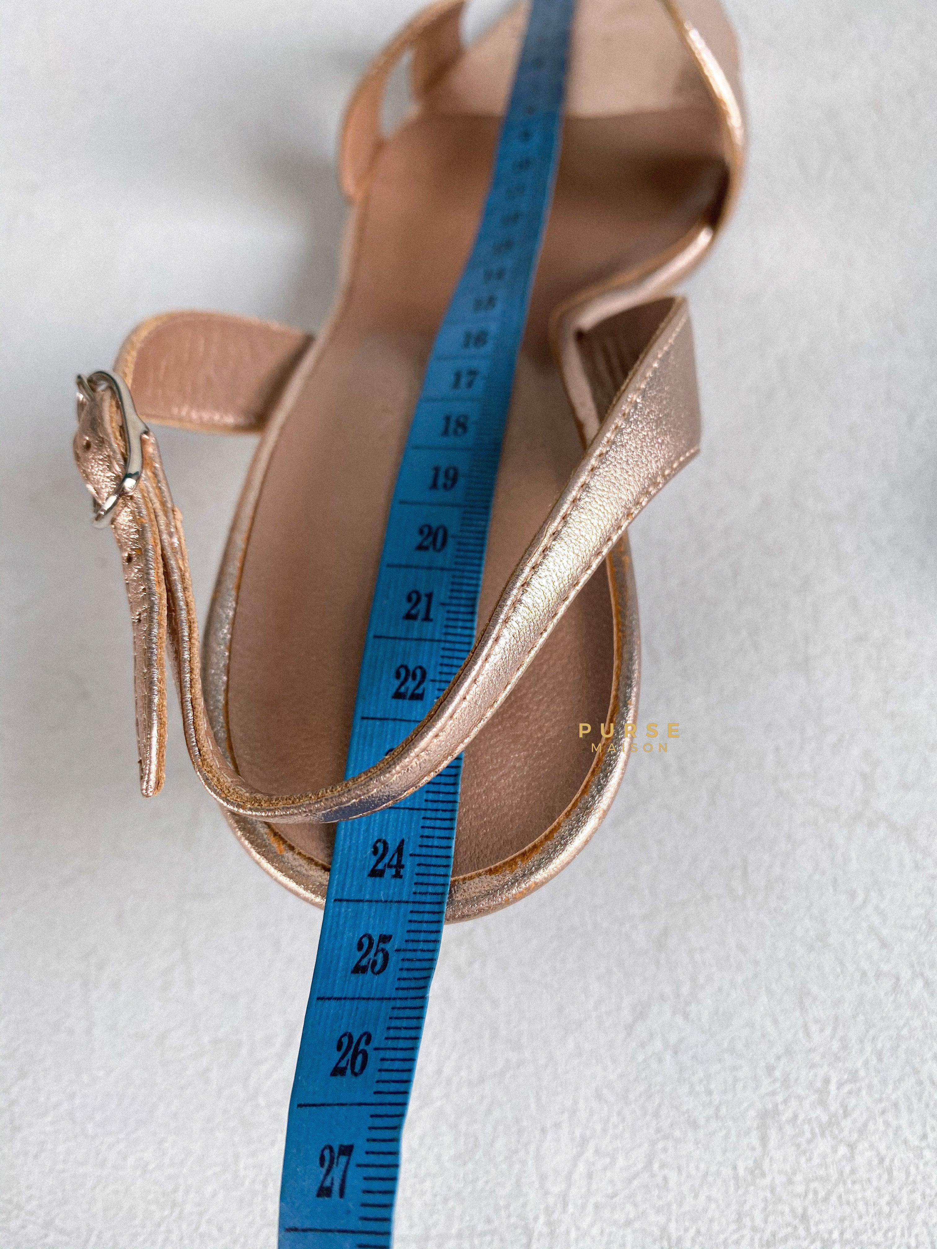 Hermes Metallic Bronze Leather Night 70 Slingback Sandals Size 36.5 EU | Purse Maison Luxury Bags Shop