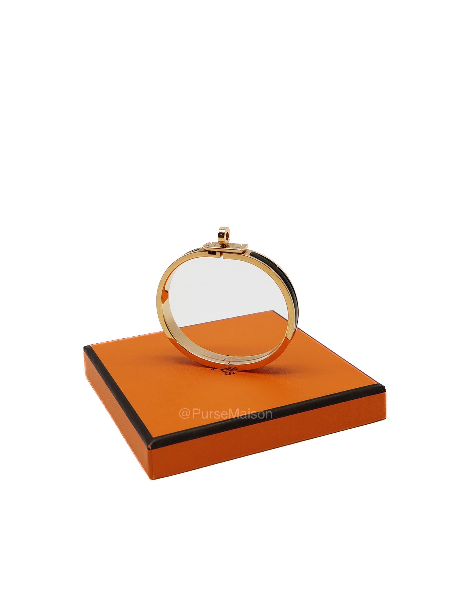 Hermes Mini Clic Kelly Bracelet PM in Black Enamel Gold Hardware | Purse Maison Luxury Bags Shop