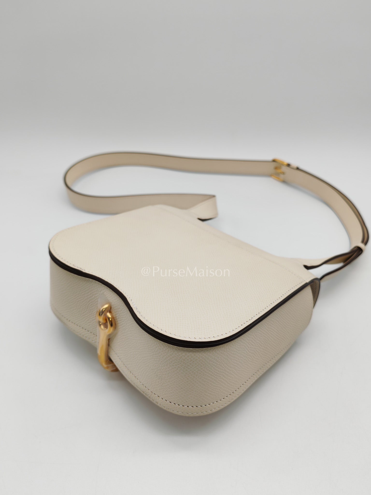 Hermes Mini Della Cavalleria in Nata Epsom Leather and Gold Hardware Stamp U (2022) | Purse Maison Luxury Bags Shop