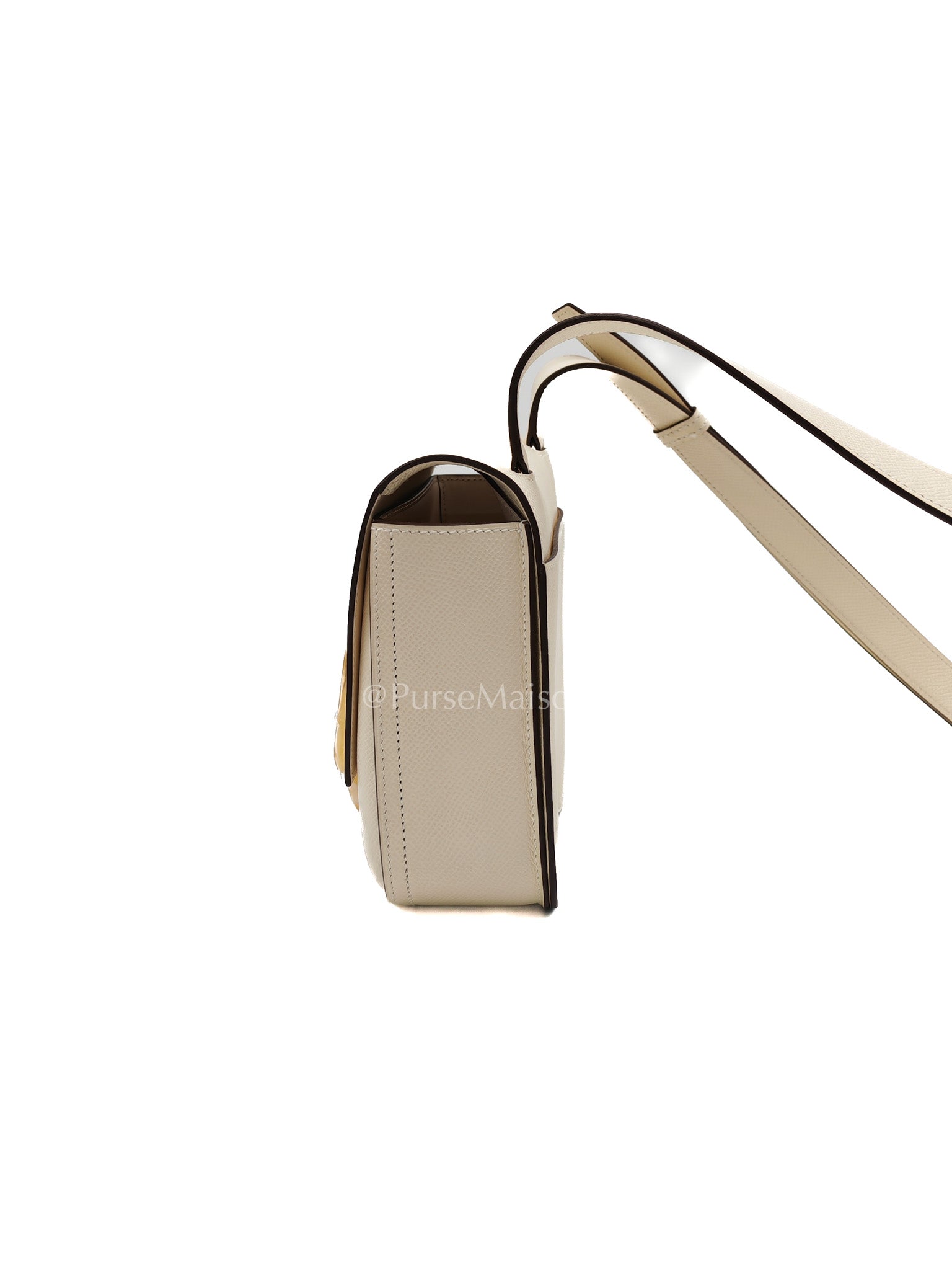 Hermes Mini Della Cavalleria in Nata Epsom Leather and Gold Hardware Stamp U (2022) | Purse Maison Luxury Bags Shop