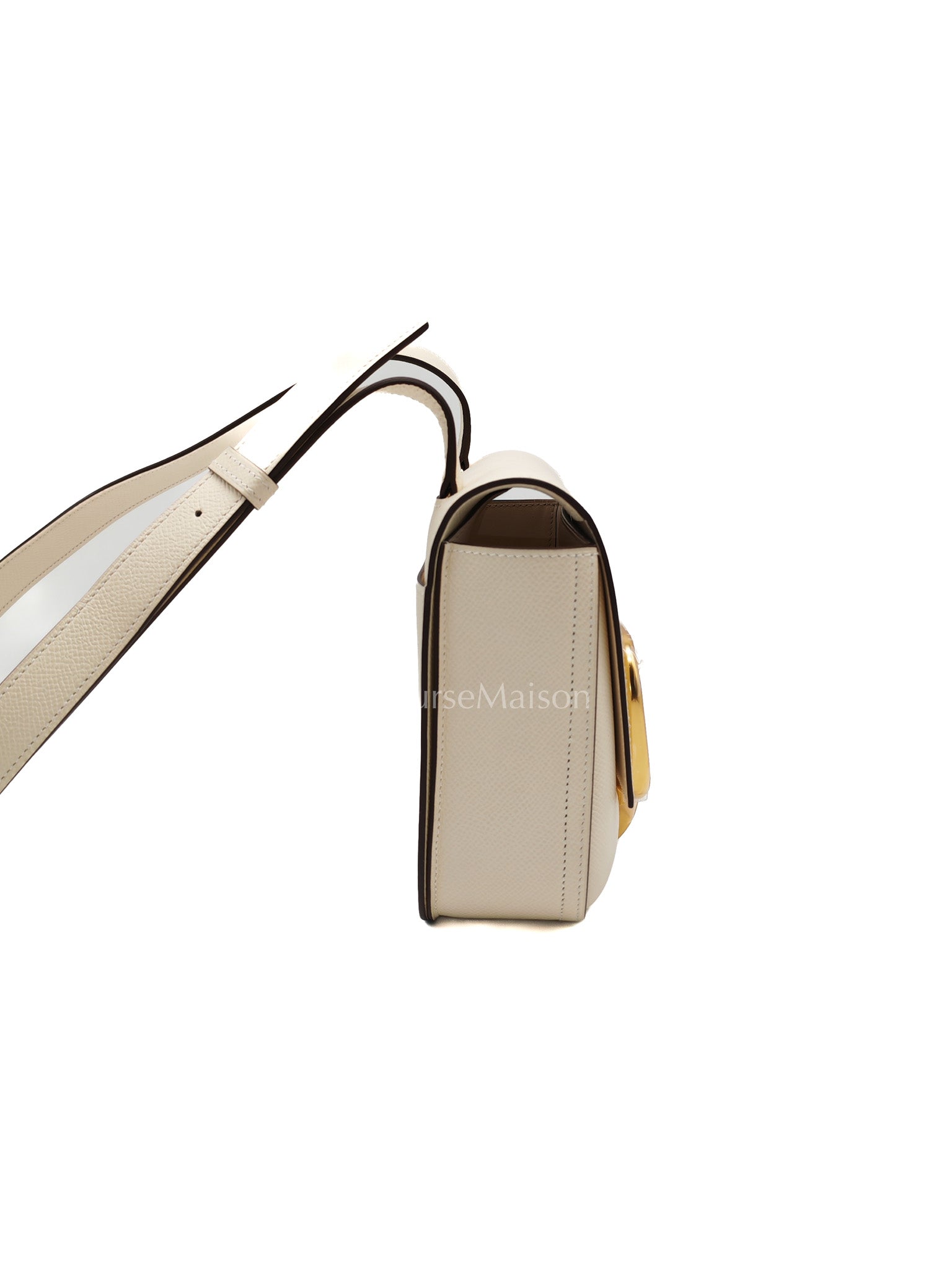 Hermes Mini Della Cavalleria in Nata Epsom Leather and Gold Hardware Stamp U (2022) | Purse Maison Luxury Bags Shop