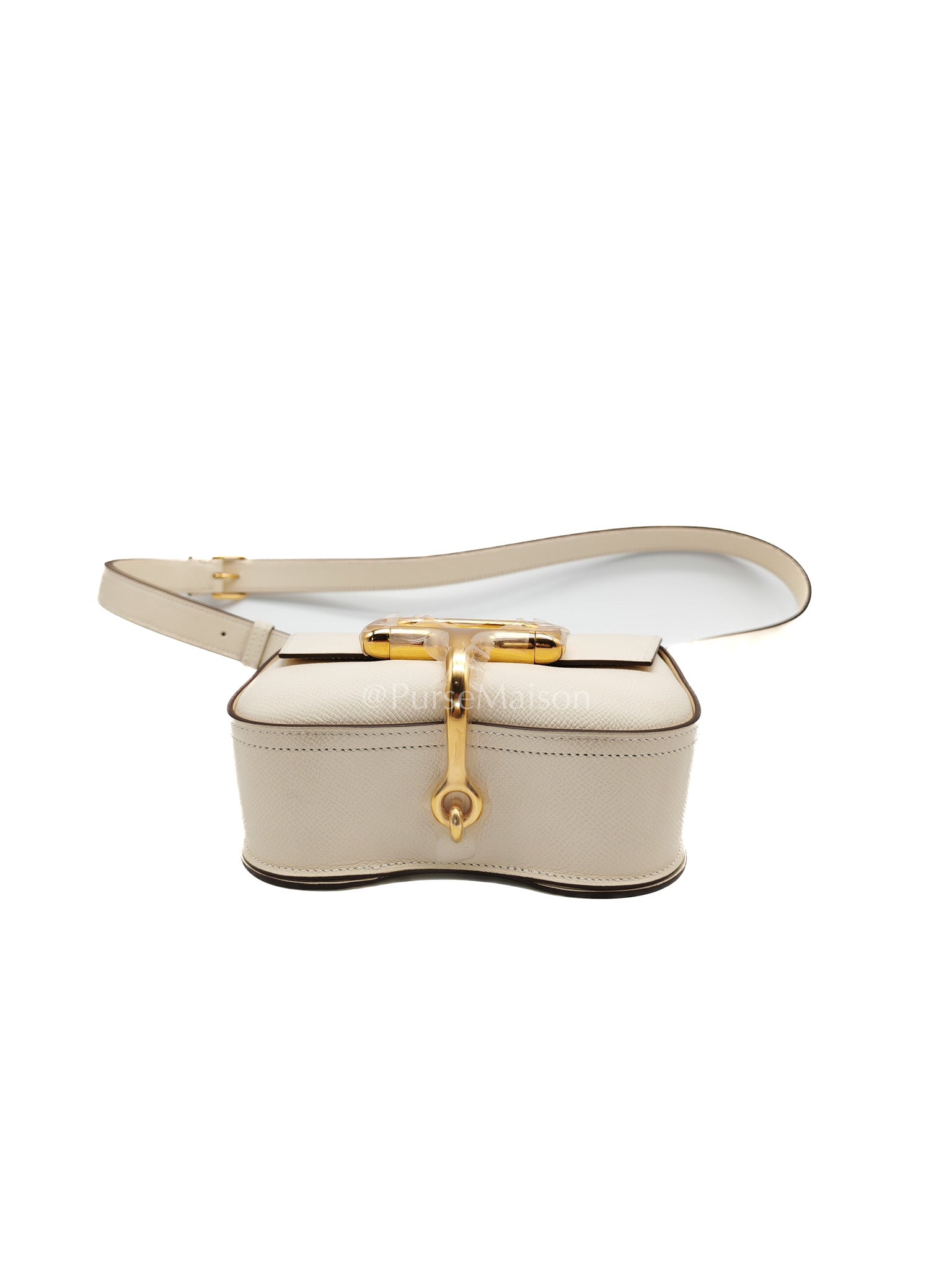 Hermes Mini Della Cavalleria in Nata Epsom Leather and Gold Hardware Stamp U (2022) | Purse Maison Luxury Bags Shop