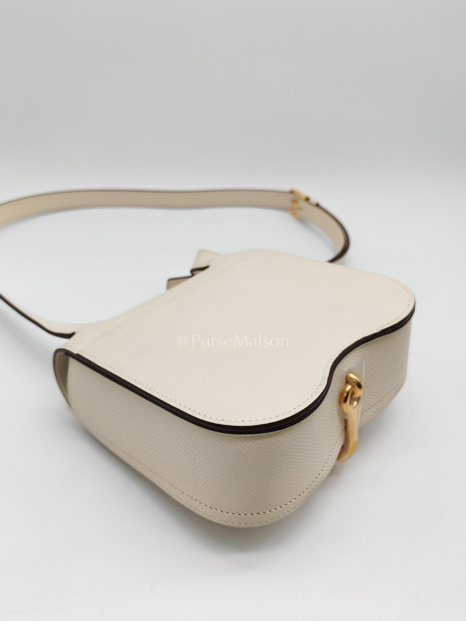 Hermes Mini Della Cavalleria in Nata Epsom Leather and Gold Hardware Stamp U (2022) | Purse Maison Luxury Bags Shop