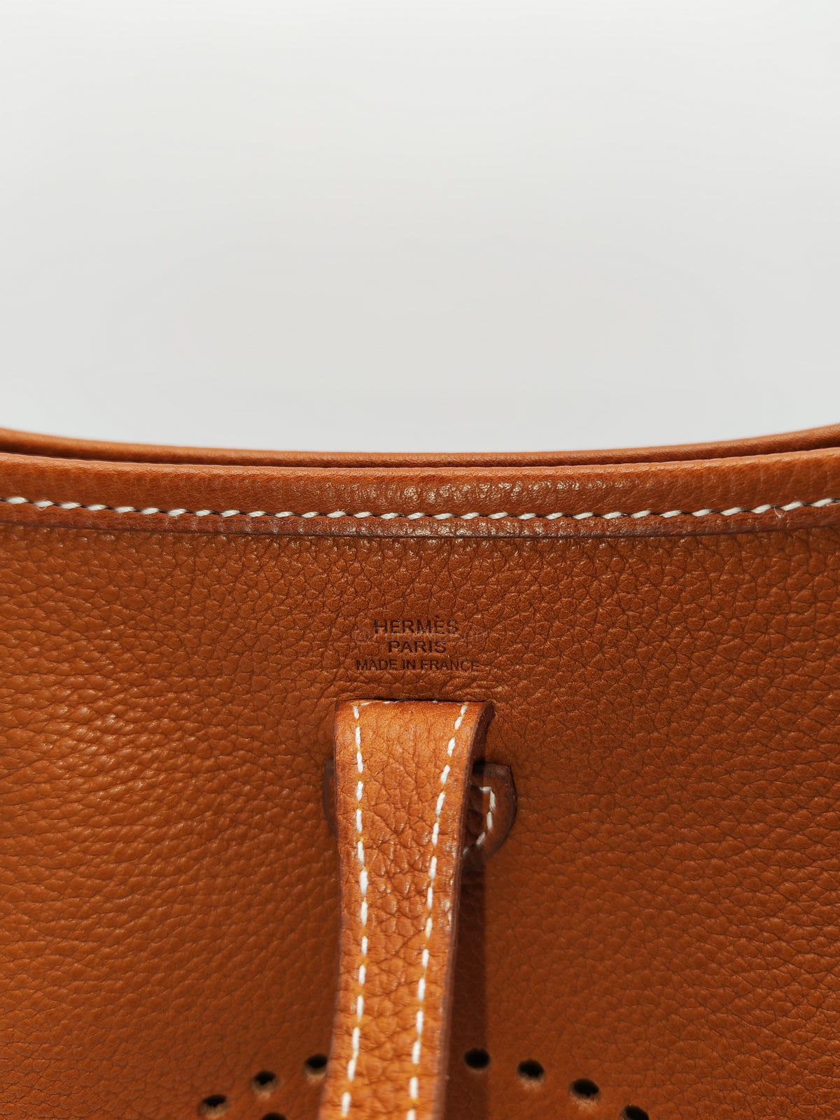 Hermes Mini Evelyne 16 in Gold Barenia Leather and Palladium Hardware Stamp G (2026) | Purse Maison Luxury Bags Shop