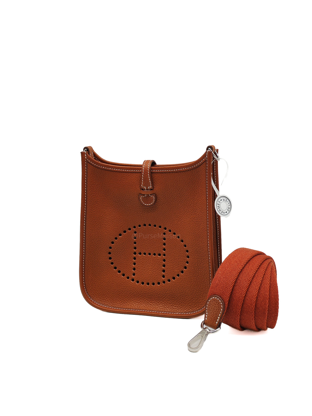 Hermes Mini Evelyne 16 in Gold Barenia Leather and Palladium Hardware Stamp G (2026) | Purse Maison Luxury Bags Shop