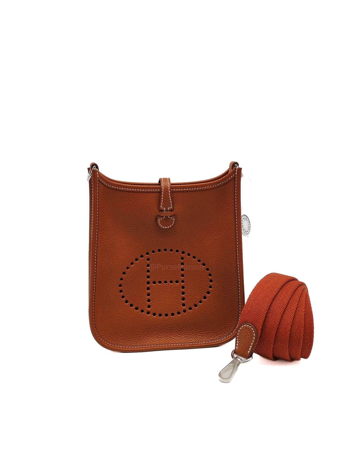 Hermes Mini Evelyne 16 in Gold Barenia Leather and Palladium Hardware Stamp G (2026) | Purse Maison Luxury Bags Shop