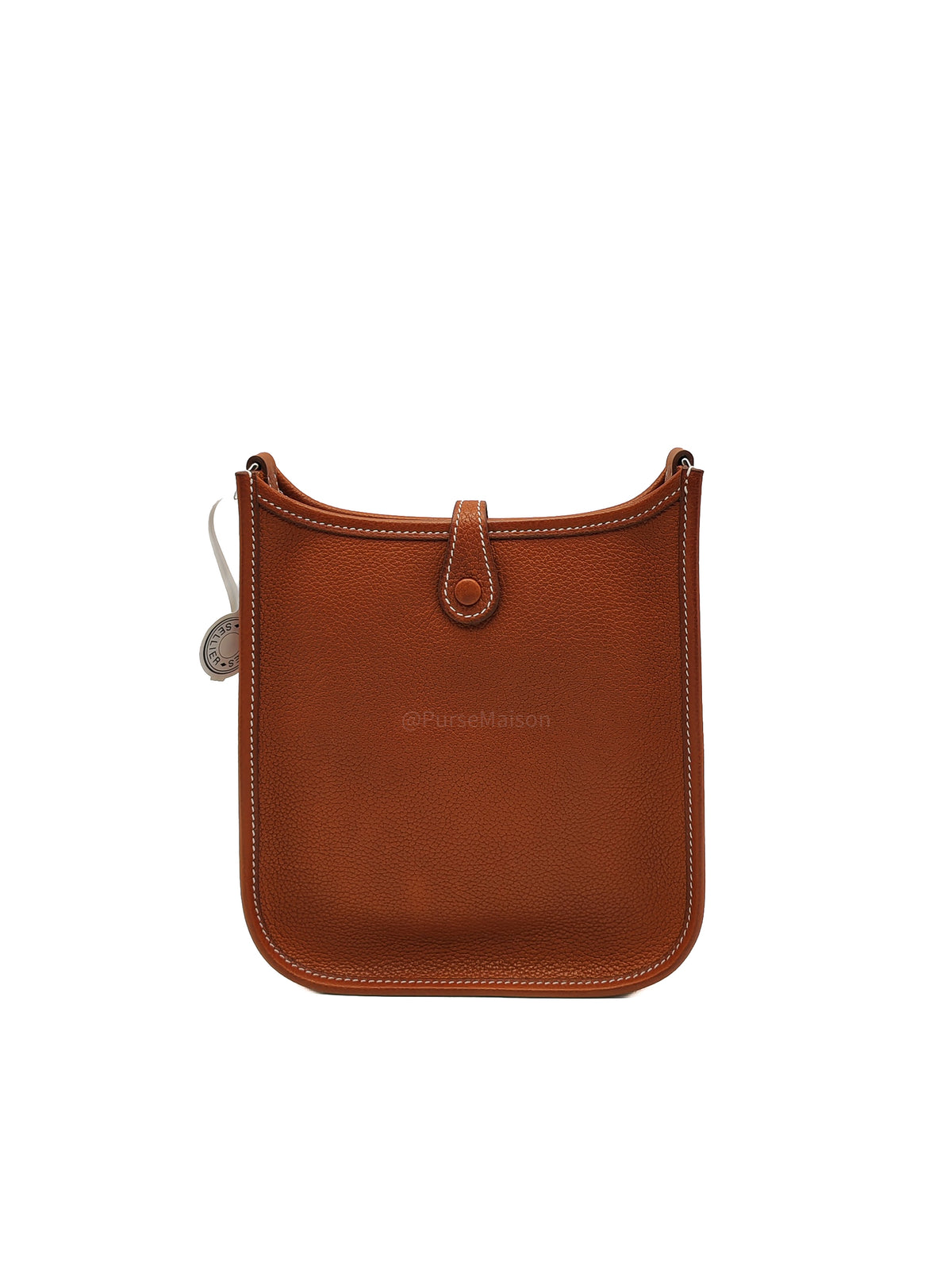 Hermes Mini Evelyne 16 in Gold Barenia Leather and Palladium Hardware Stamp G (2026) | Purse Maison Luxury Bags Shop