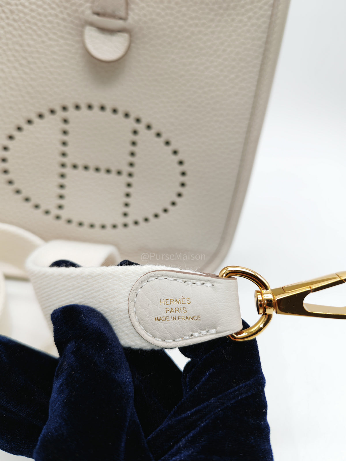 Hermes Mini Evelyne 16 TPM in Craie Clemence Leather and Gold Hardware Stamp W (2024) | Purse Maison Luxury Bags Shop