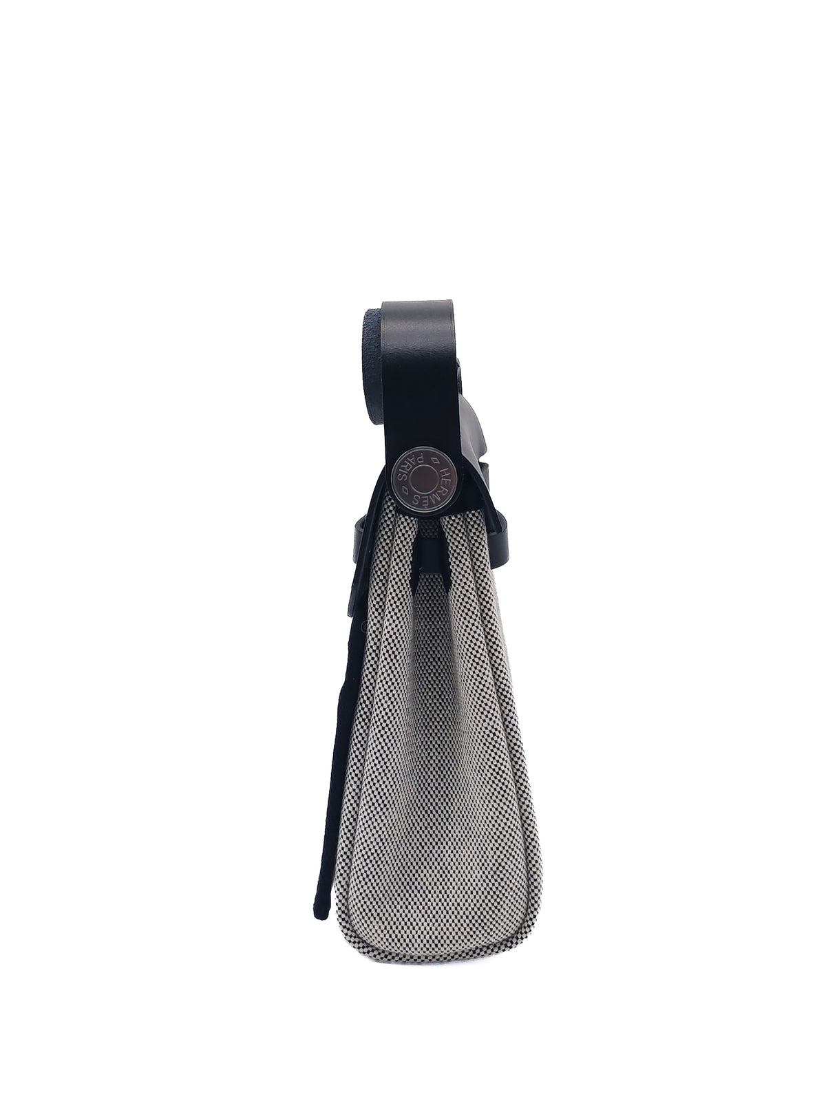 Hermes Mini Herbag Zip Retourne 20 in Ecru Black Military Toile Vache Hunter Stamp G (2026) | Purse Maison Luxury Bags Shop