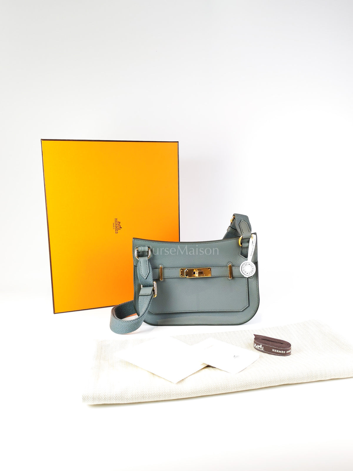 Mini Jypsiere Vert Amande in Evercolor Leather and Gold Hardware Stamp K (2025) | Purse Maison Luxury Bags Shop